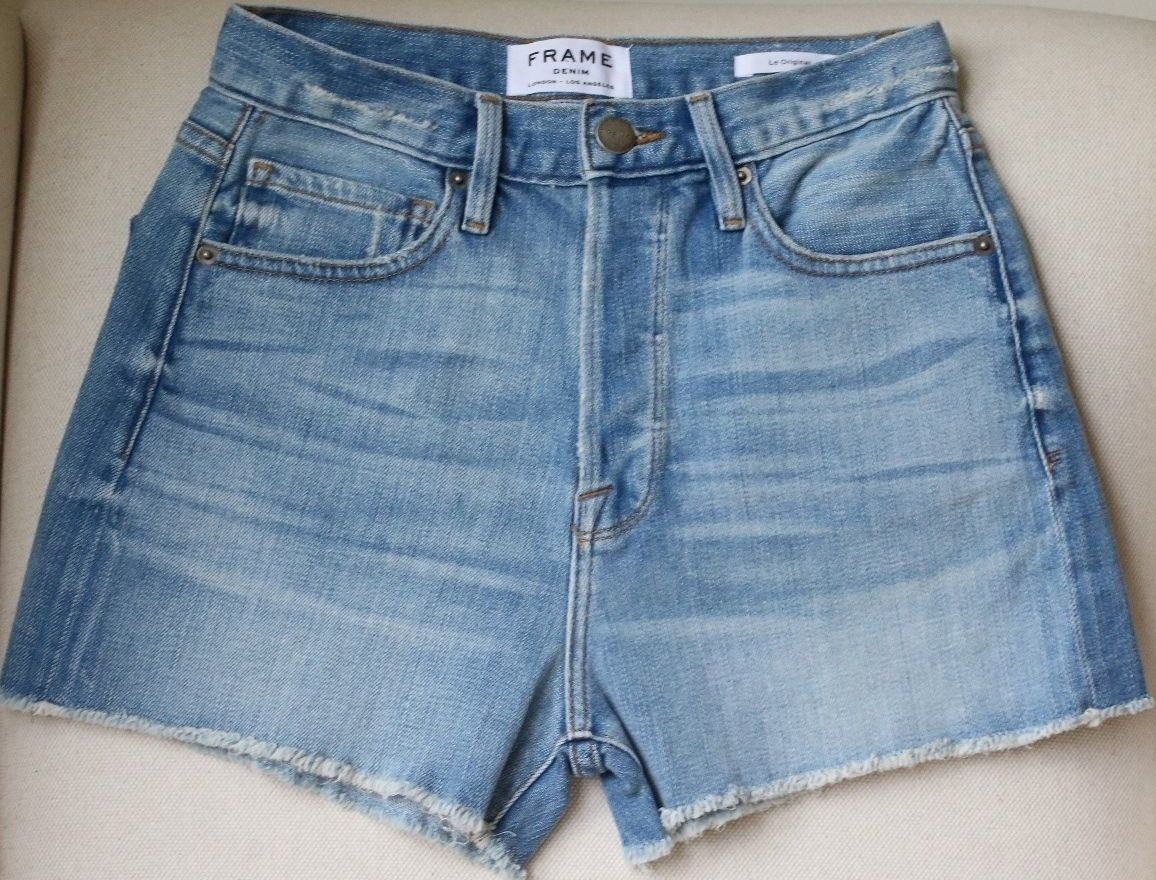 FRAME LE ORIGINAL HIGH-RISE CUTOFF DENIM SHORTS IN GRAYTON W25 UK 6/8 - Image 2
