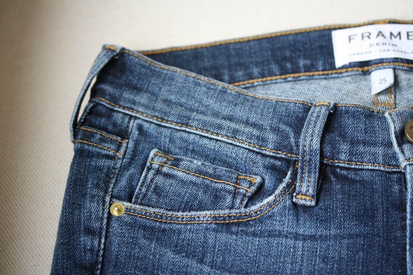 FRAME LE SKINNY DE JEANNE SEVILLE DISTRESSED JEANS W25 UK 6/8 - Image 3