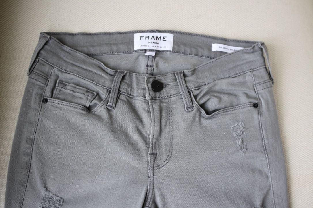 FRAME LE SKINNY DE JEANNE WILSHIRE GREY JEANS W25 UK 6/8 - Image 8