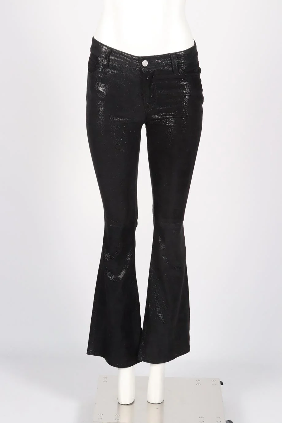 FRAME METALLIC SUEDE FLARED PANTS W26 UK 8 - Image 2