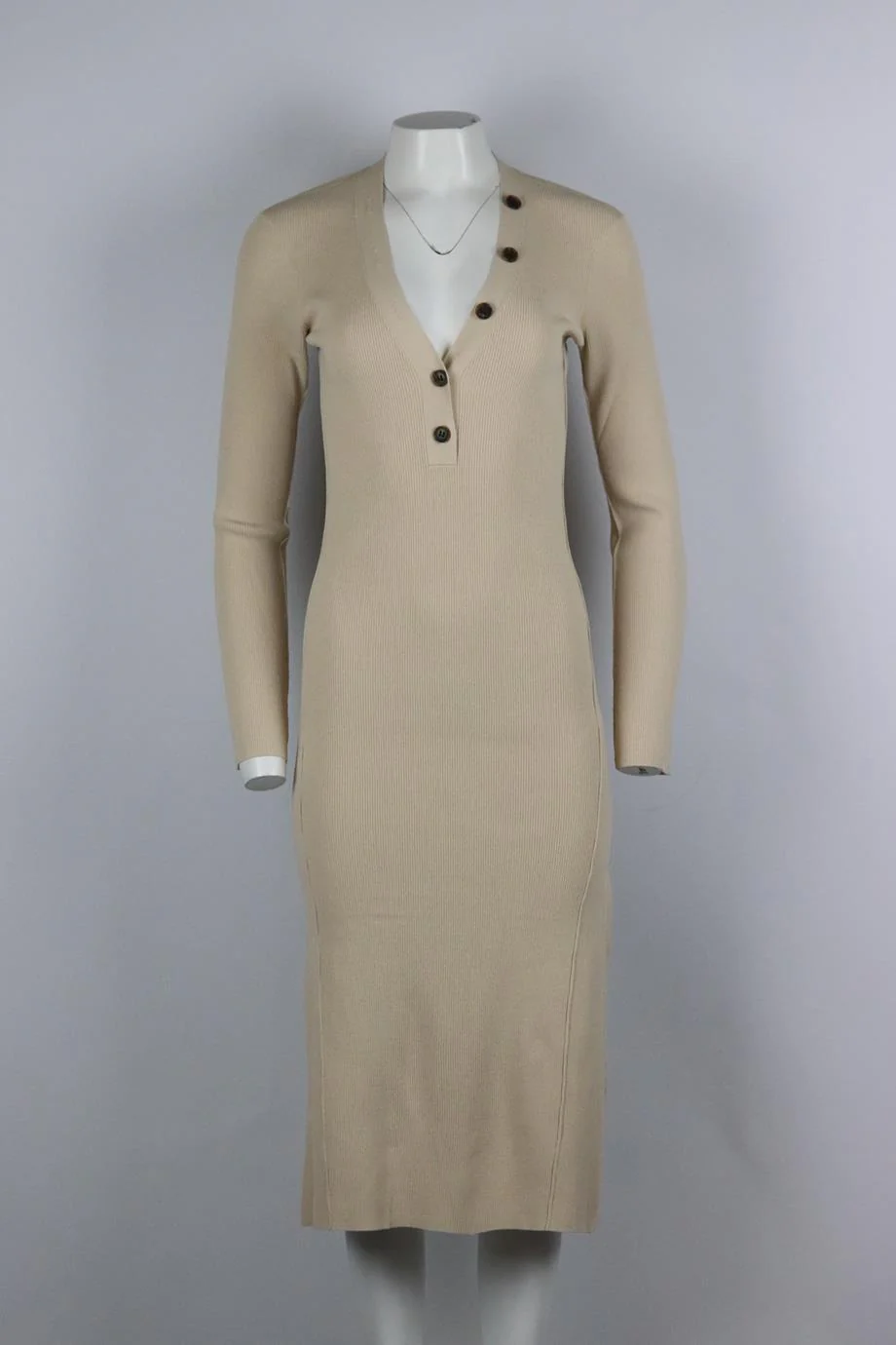 FRAME RIBBED STRETCH KNIT MIDI DRESS SMALL - Image 2