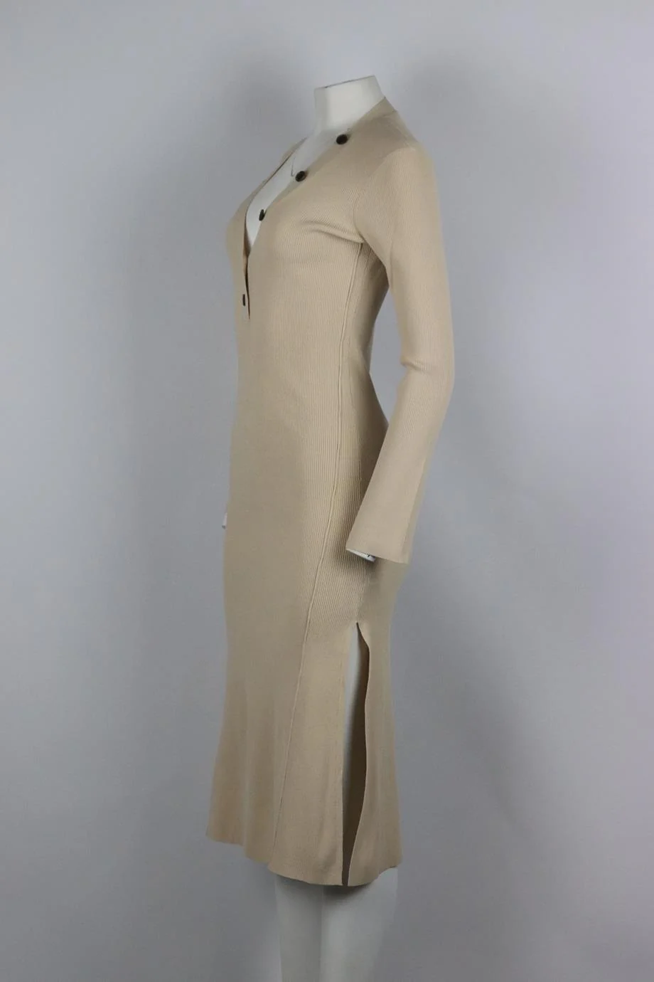 FRAME RIBBED STRETCH KNIT MIDI DRESS SMALL - Image 3