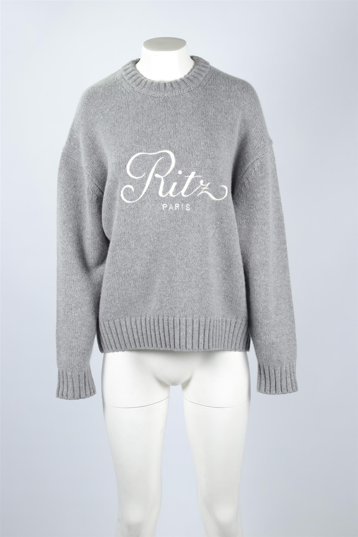 FRAME + RITZ PARIS GREY CASHMERE SWEATER MEDIUM - Image 2