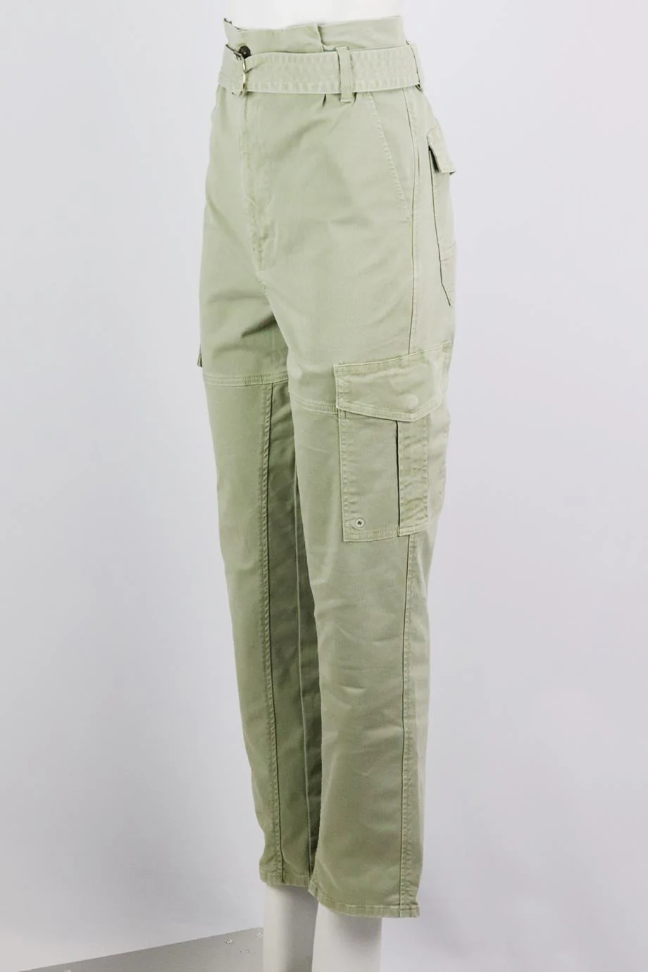 FRAME SAFARI BELTED COTTON BLEND TWILL STRAIGHT LEG PANTS W30 UK 12 - Image 3