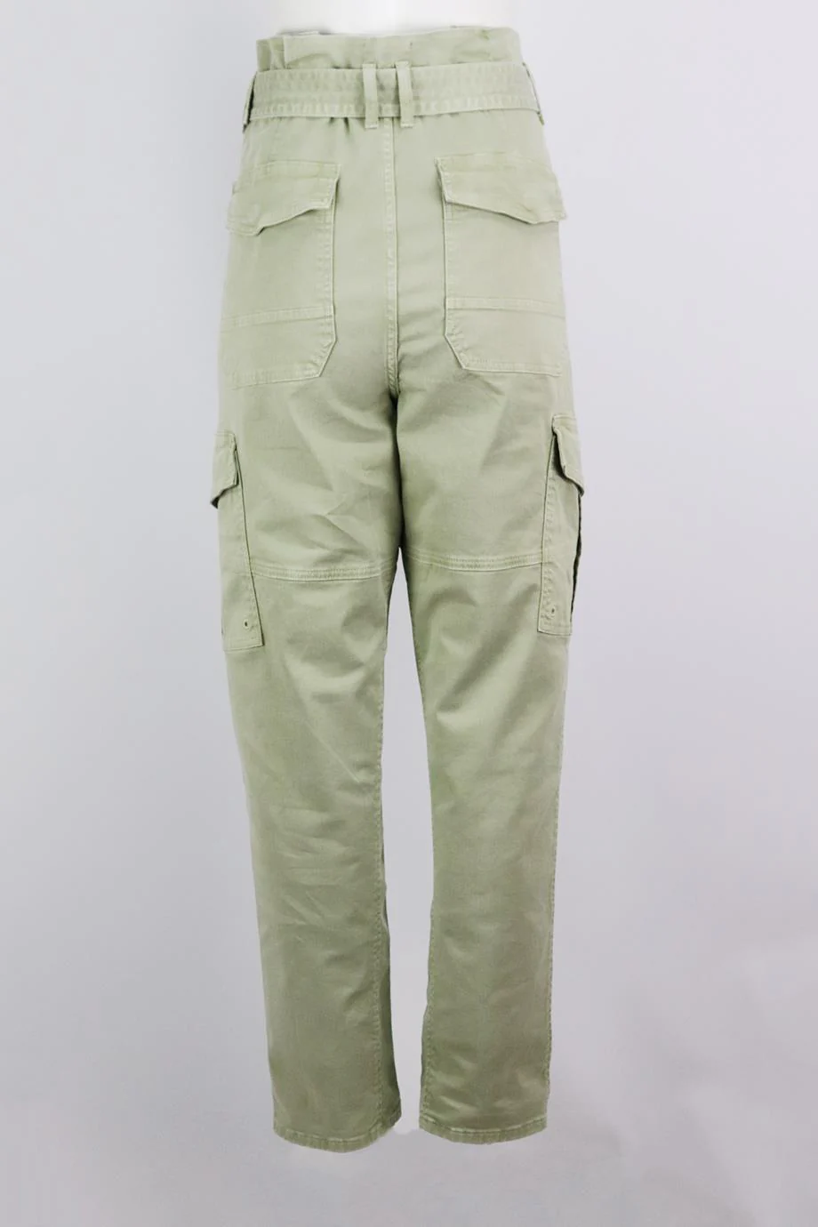 FRAME SAFARI BELTED COTTON BLEND TWILL STRAIGHT LEG PANTS W30 UK 12 - Image 4