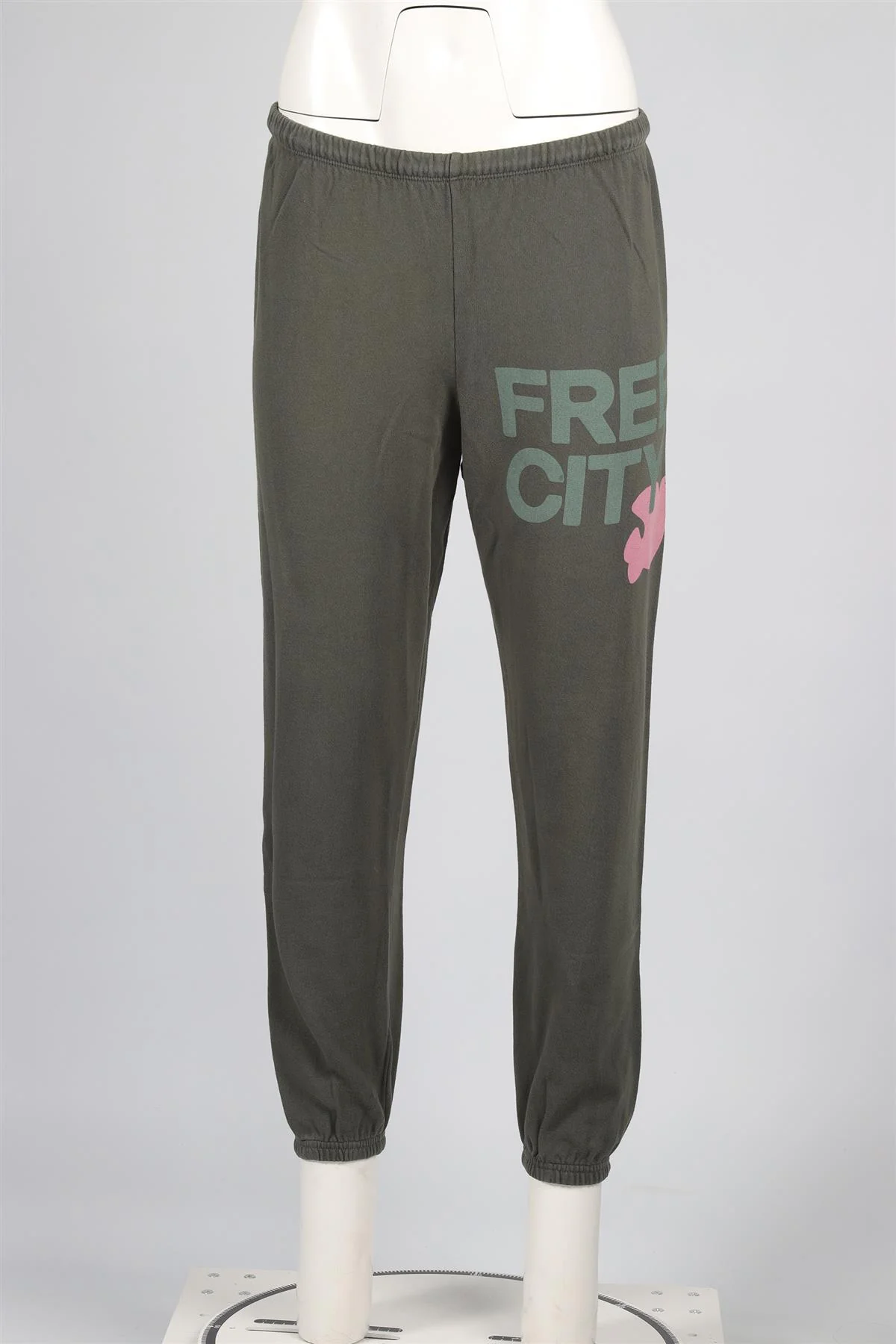 FREE CITY GREEN COTTON TRACK PANTS SMALL - Image 2