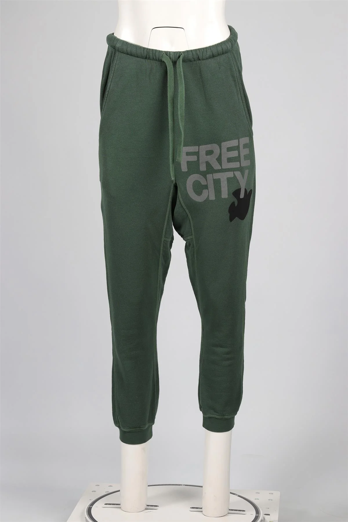FREE CITY GREEN COTTON TRACK PANTS SMALL - Image 2