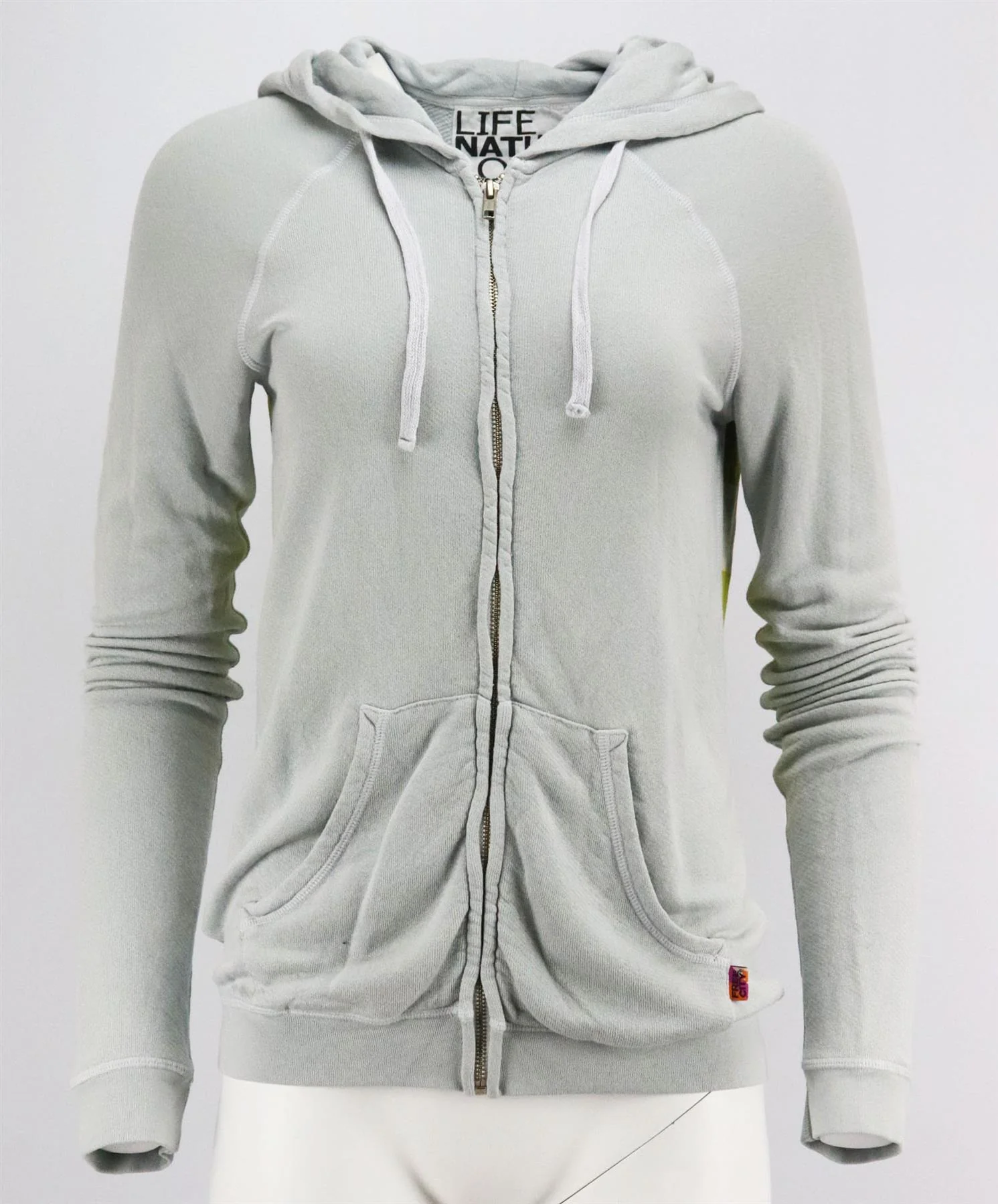 FREE CITY PRINTED COTTON BLEND TERRY HOODIE UK 6 - Image 2