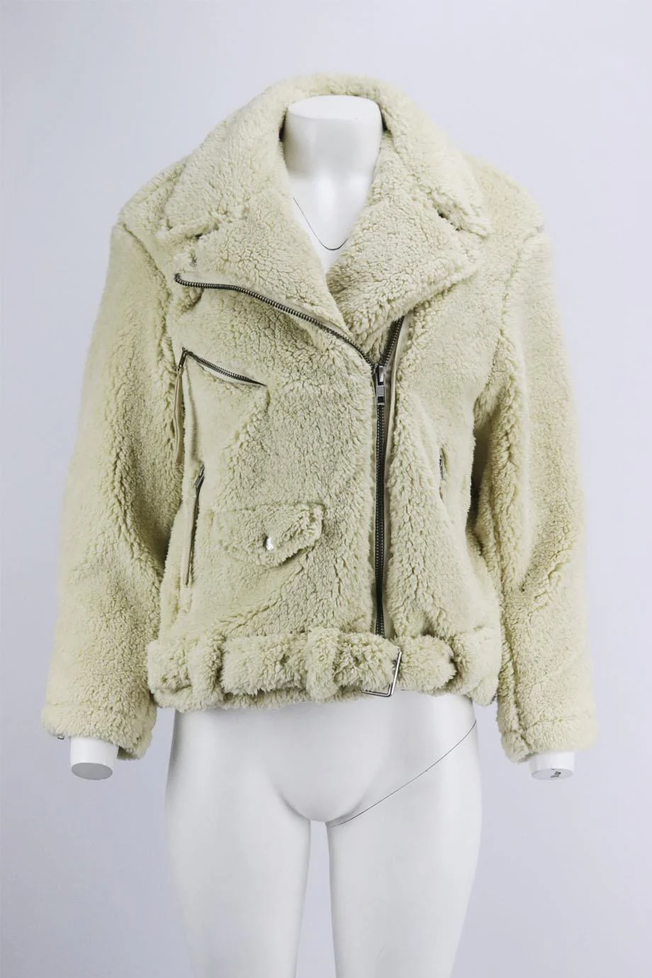 FREE PEOPLE FAUX SHEARLING BIKER JACKET SMALL - Image 2