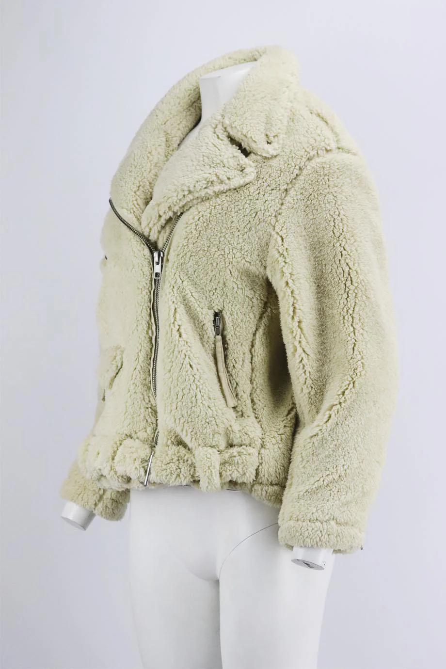 FREE PEOPLE FAUX SHEARLING BIKER JACKET SMALL - Image 3