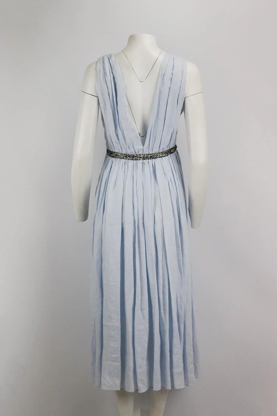 GABRIELA HEARST CHAIN DETAILED LINEN MIDI DRESS IT 38 UK 6 - Image 4