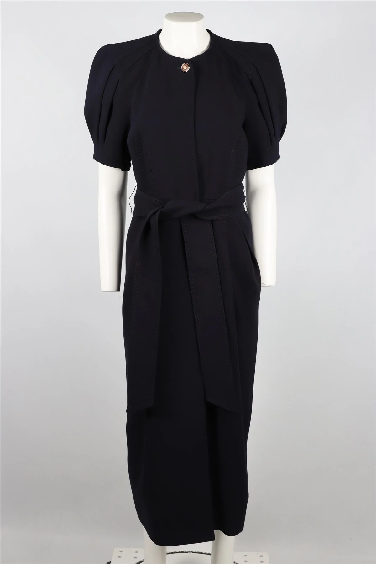 GABRIELA HEARST NAVY BELTED WOOL MAXI DRESS IT 44 UK 12 - Image 2