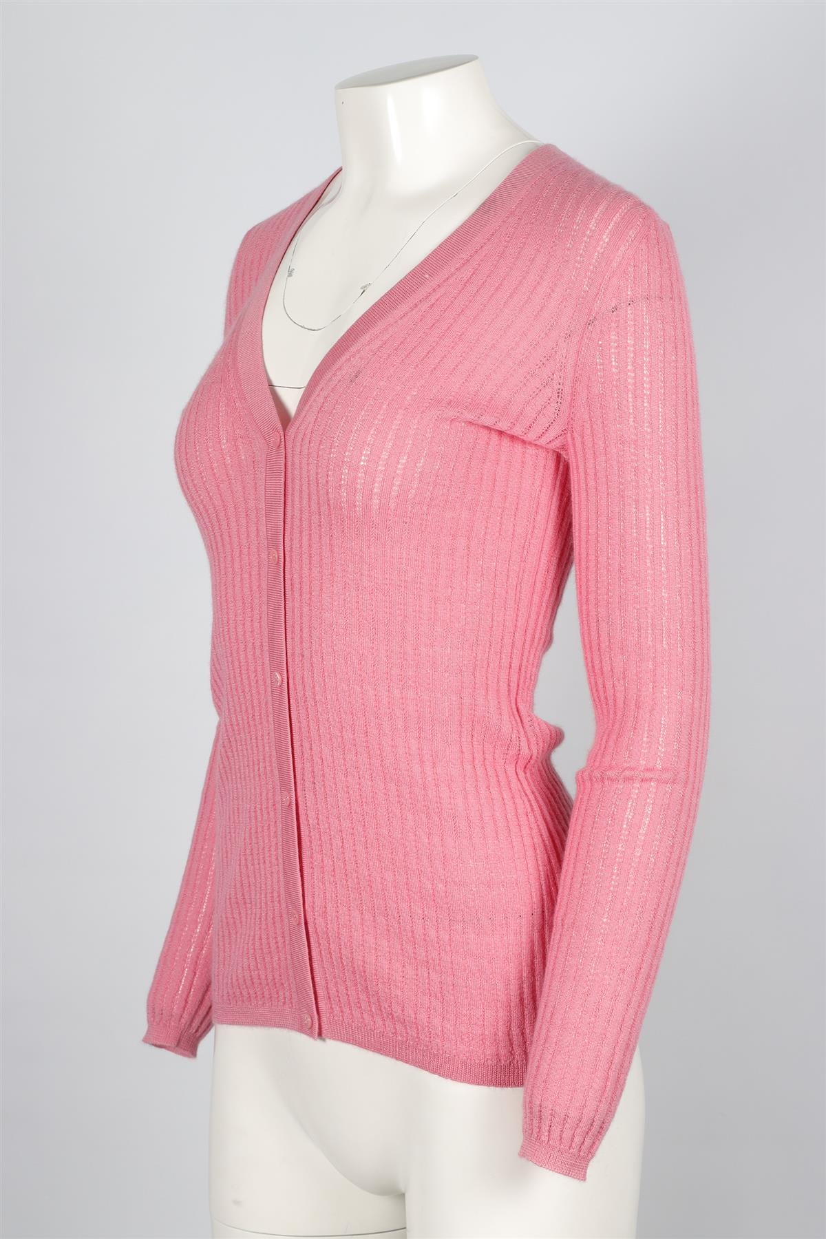 GABRIELA HEARST PINK CASHMERE CARDIGAN SMALL - Image 3