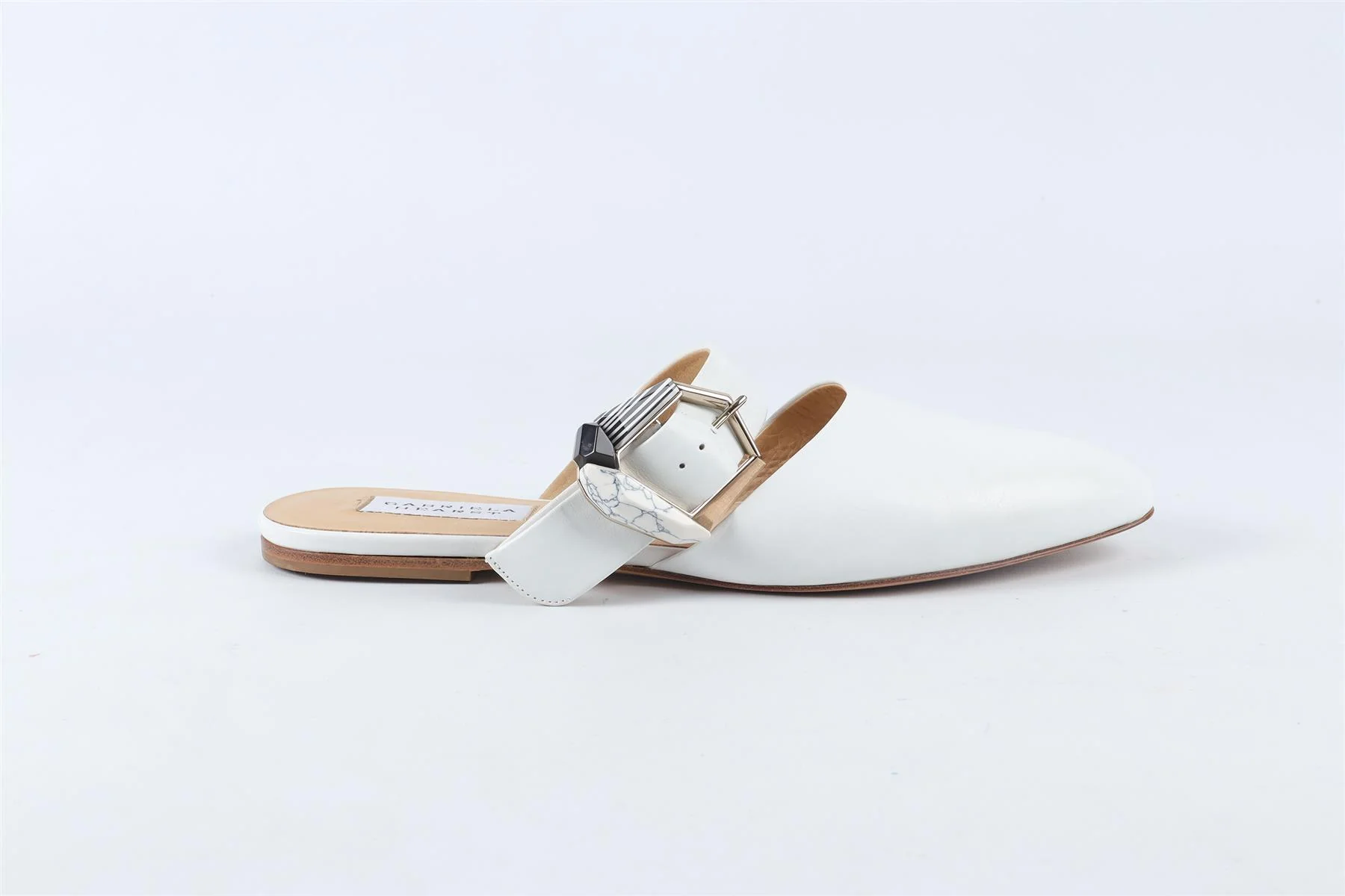 GABRIELA HEARST WHITE LEATHER MULES EU 38 UK 5 US 8 - Image 2