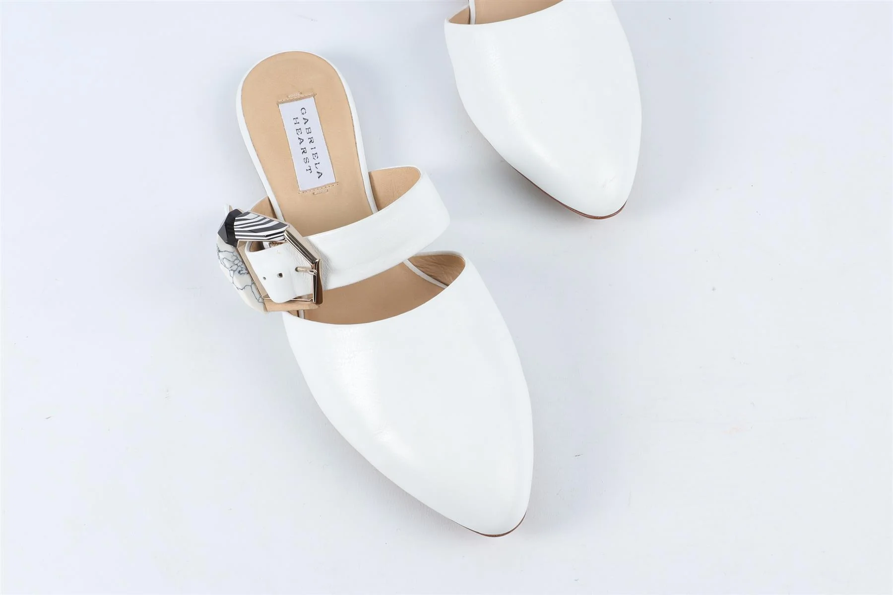 GABRIELA HEARST WHITE LEATHER MULES EU 38 UK 5 US 8 - Image 4