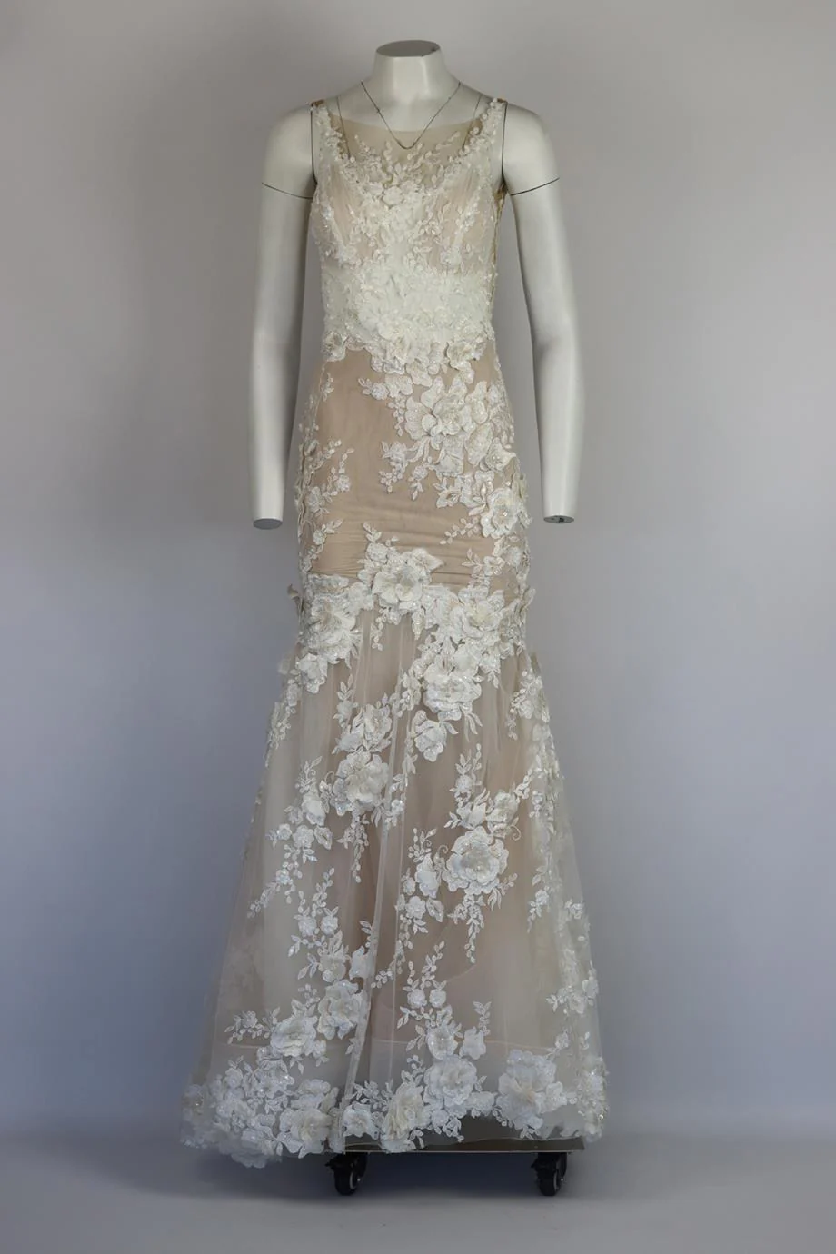 GALIA LAHAV EMBELLISHED FLORAL APPLIQUÉD TULLE AND SILK WEDDING GOWN FR 44 UK 16 - Image 2