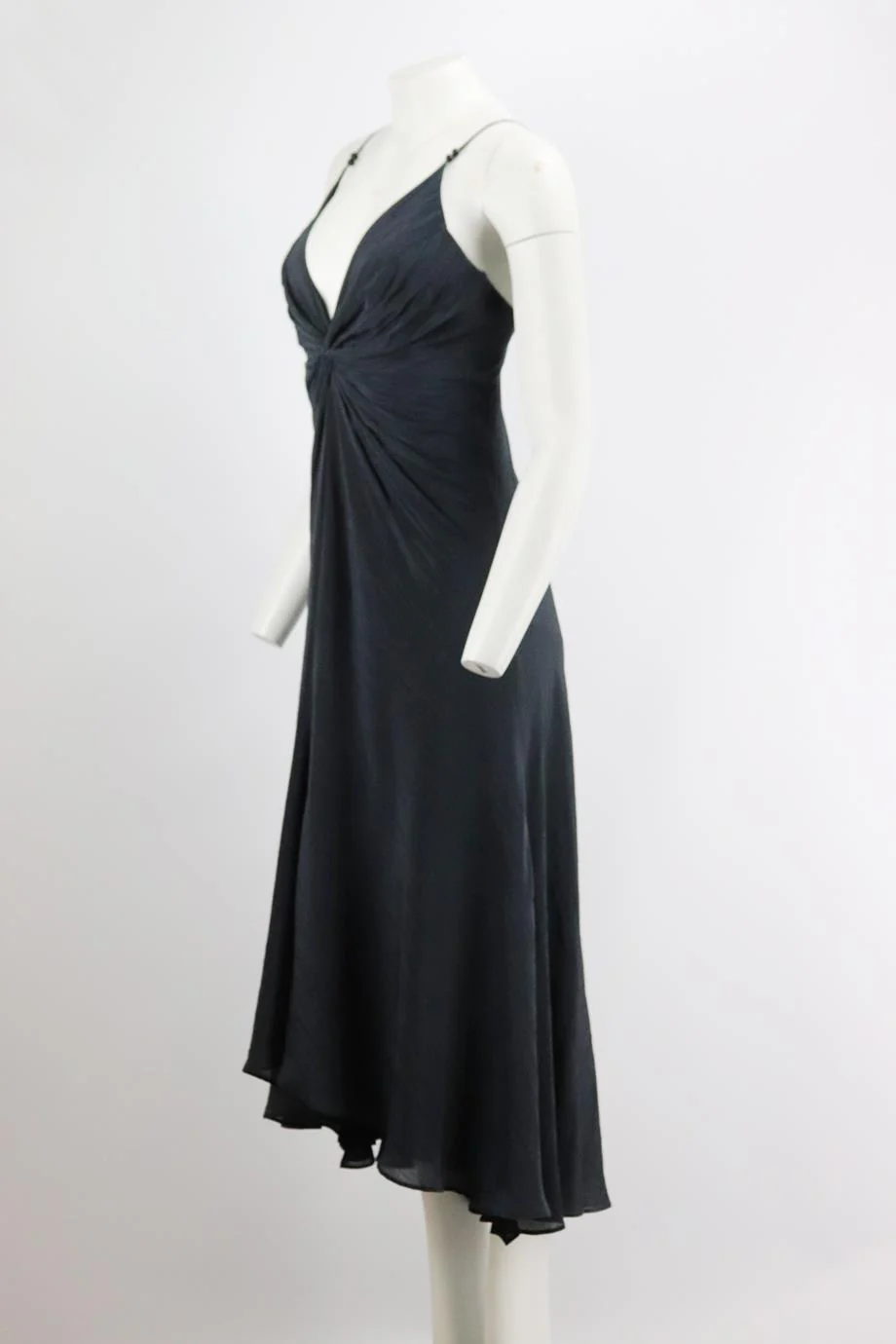 GALVAN LONDON TWIST FRONT CRINKLED SATIN MIDI DRESS UK 10 - Image 3