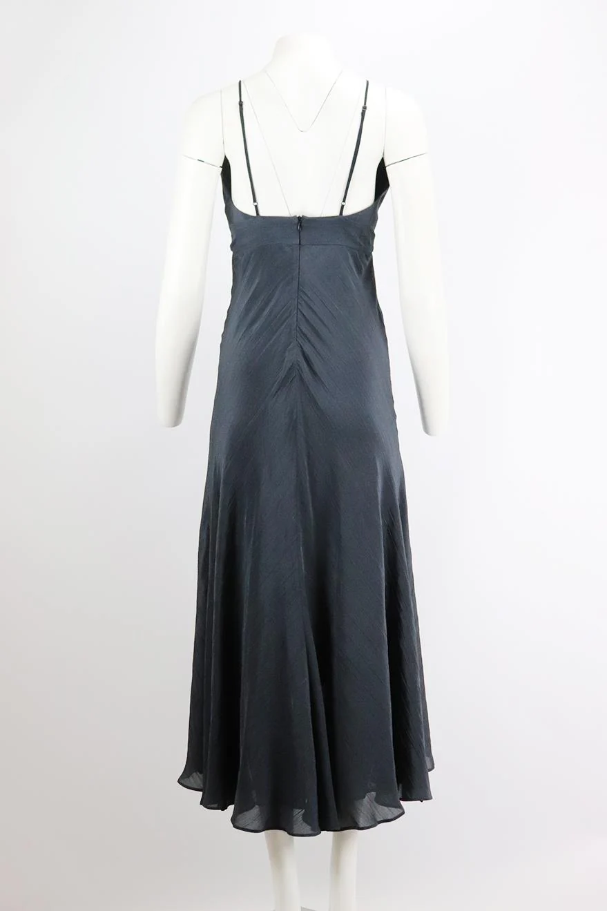 GALVAN LONDON TWIST FRONT CRINKLED SATIN MIDI DRESS UK 10 - Image 4