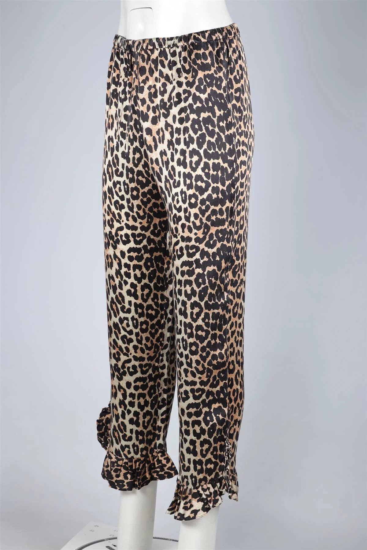 GANNI BEIGE SATIN STRAIGHT LEG TROUSERS UK 6 - Image 3
