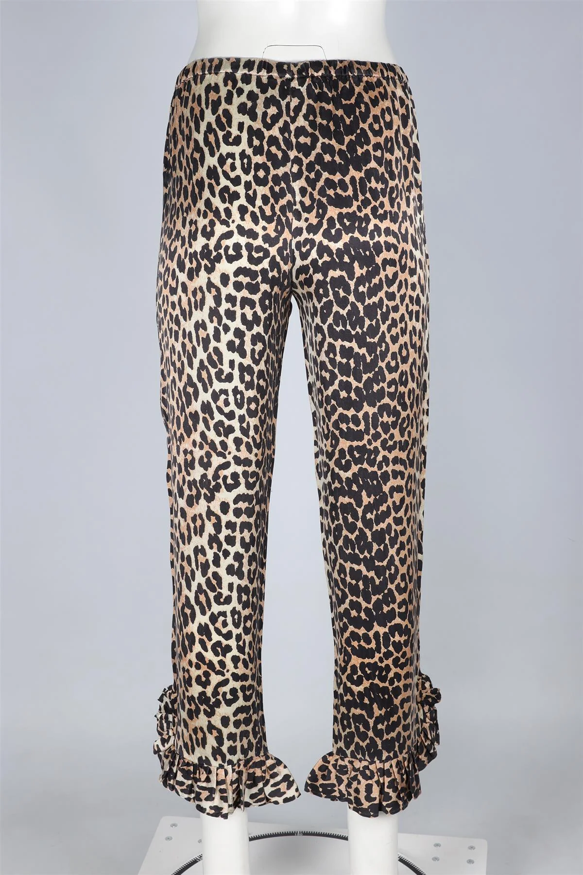 GANNI BEIGE SATIN STRAIGHT LEG TROUSERS UK 6 - Image 4