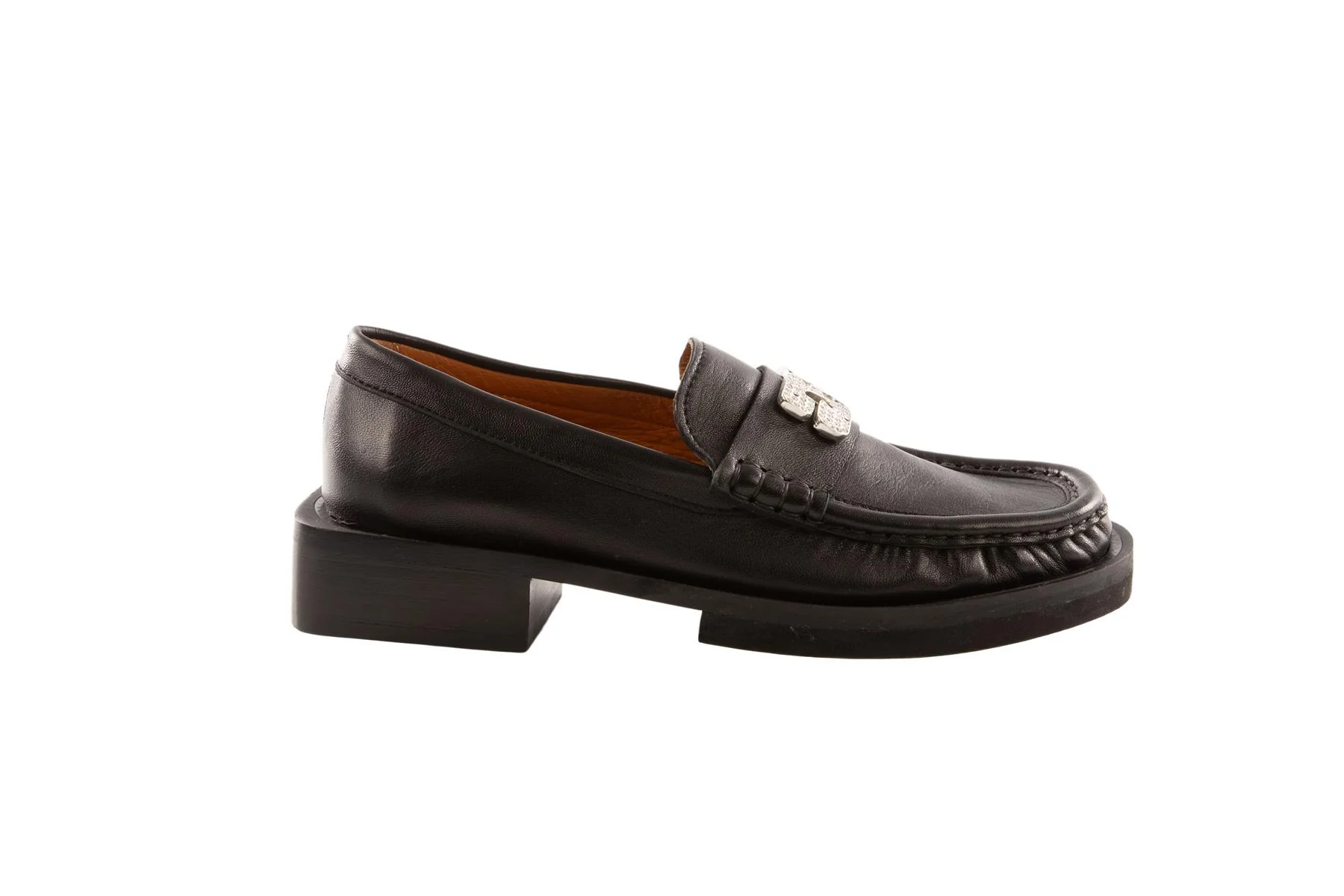 GANNI BLACK LEATHER LOAFERS EU 38 - Image 2