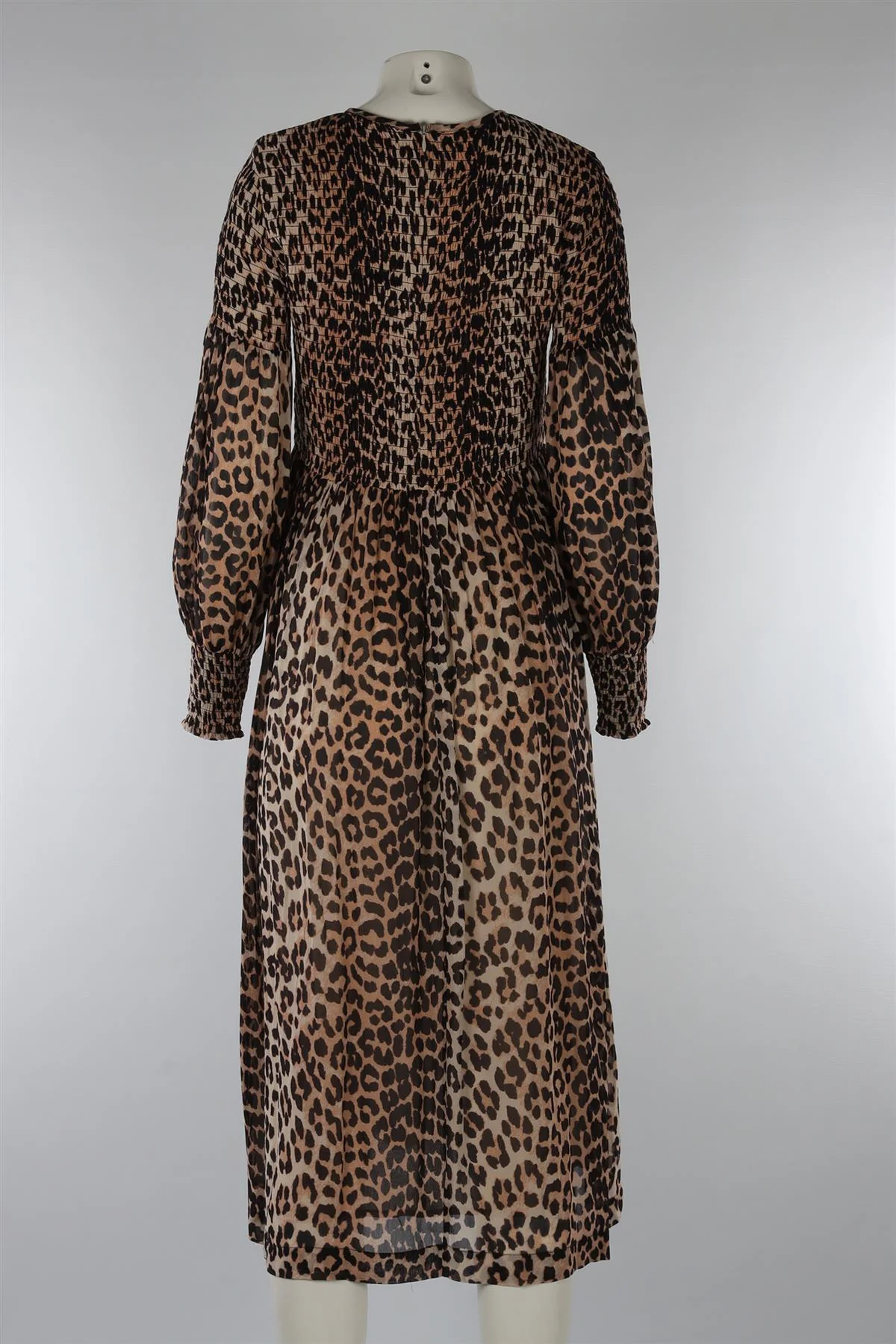 GANNI BROWN CHIFFON MAXI DRESS EU 36 UK 8 - Image 4