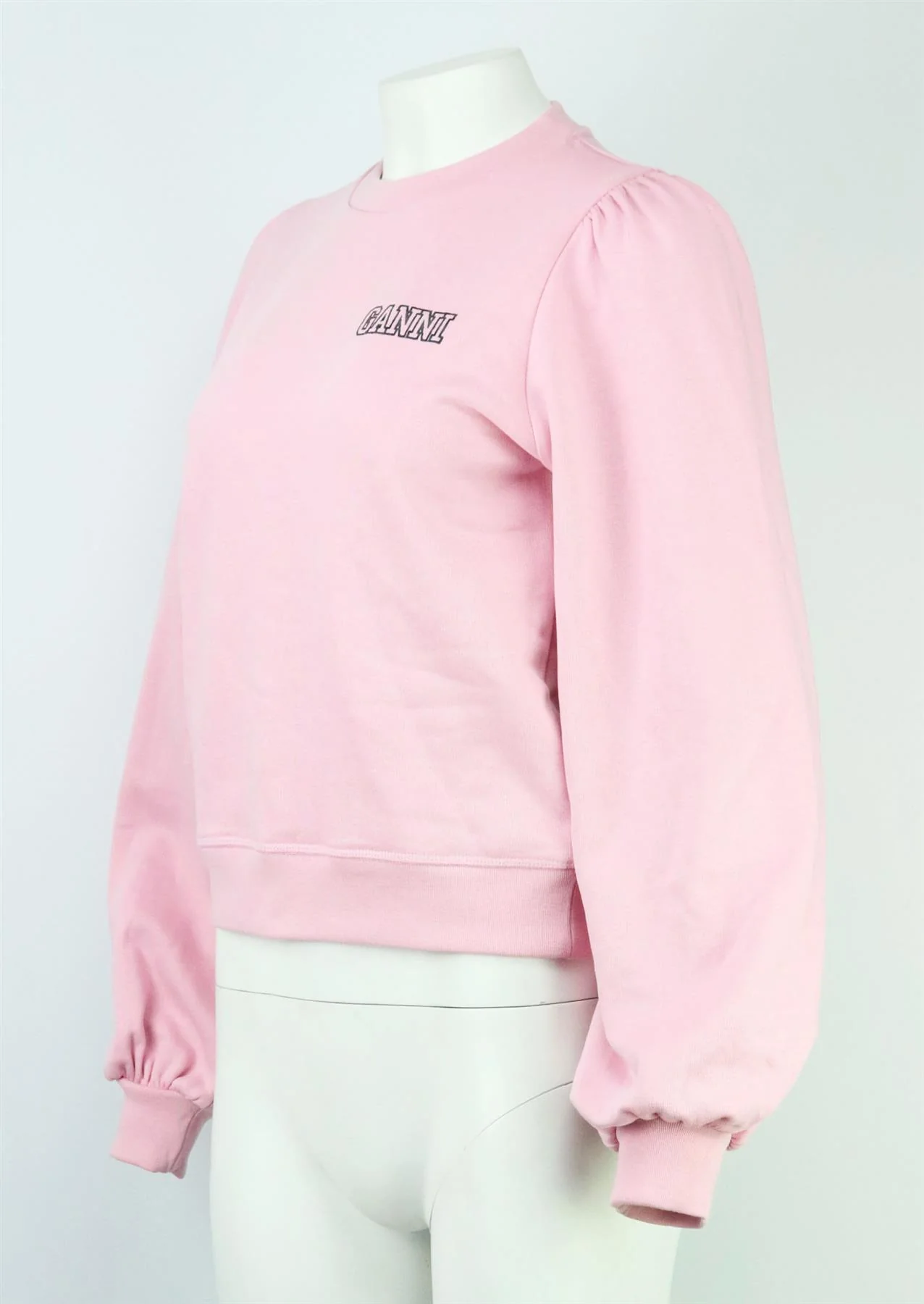 GANNI EMBROIDERED COTTON BLEND JERSEY SWEATSHIRT SMALL - Image 3
