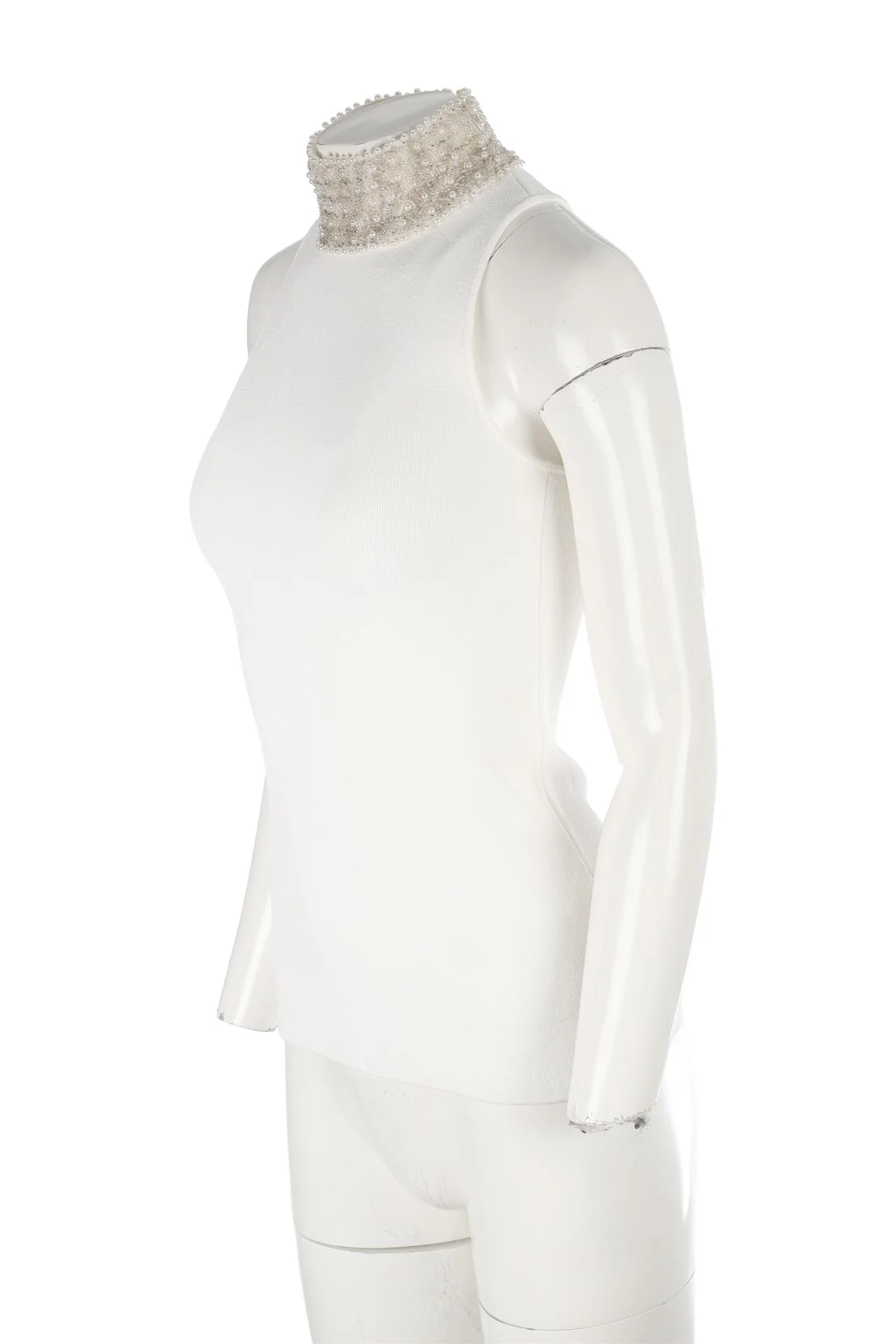 GANNI IVORY KNIT TOP XSMALL - Image 3