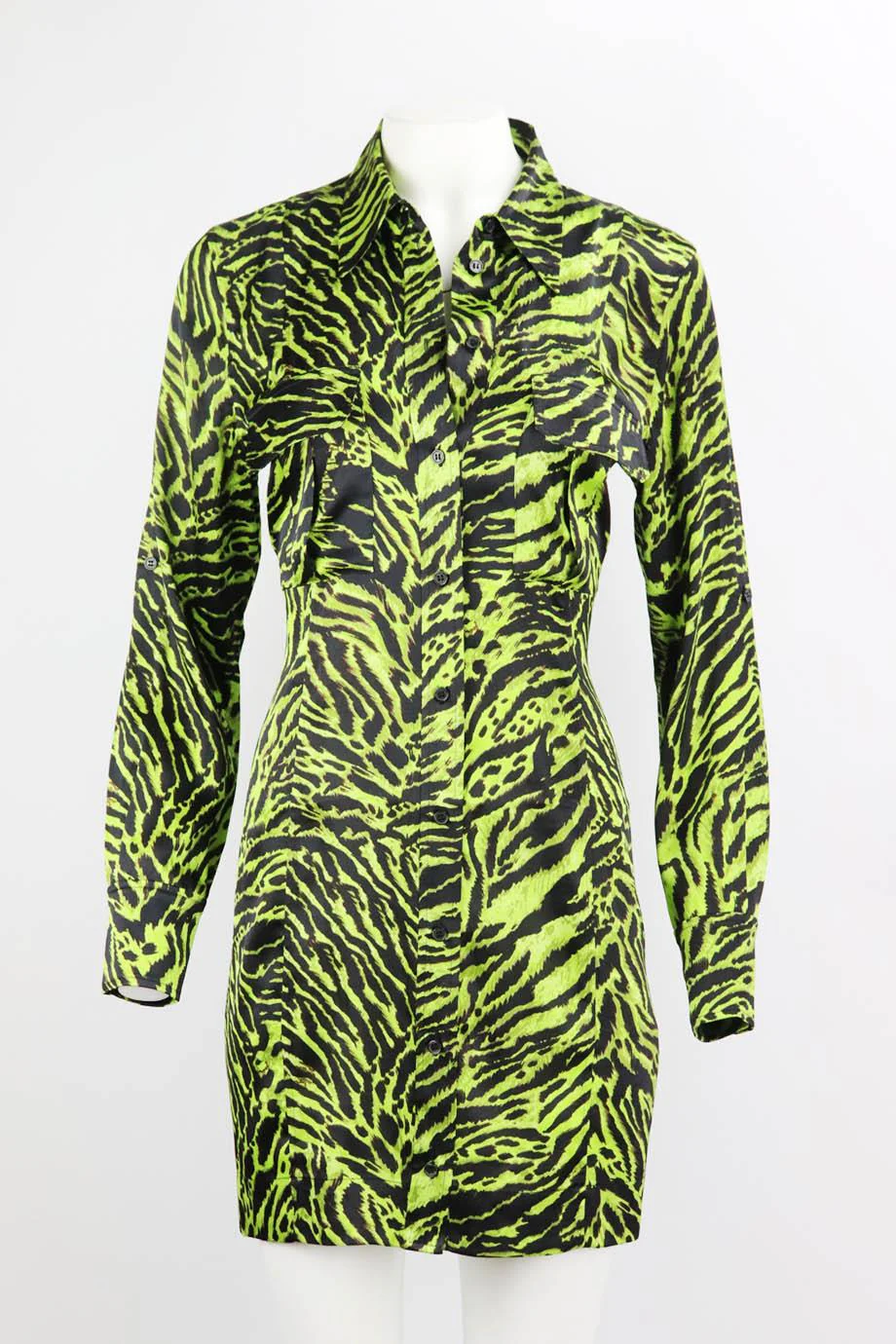 GANNI PRINTED SILK SATIN MINI DRESS DE 42 UK 16 - Image 2