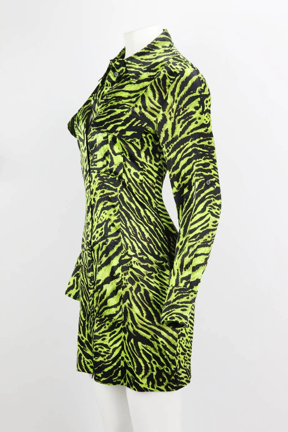 GANNI PRINTED SILK SATIN MINI DRESS DE 42 UK 16 - Image 3
