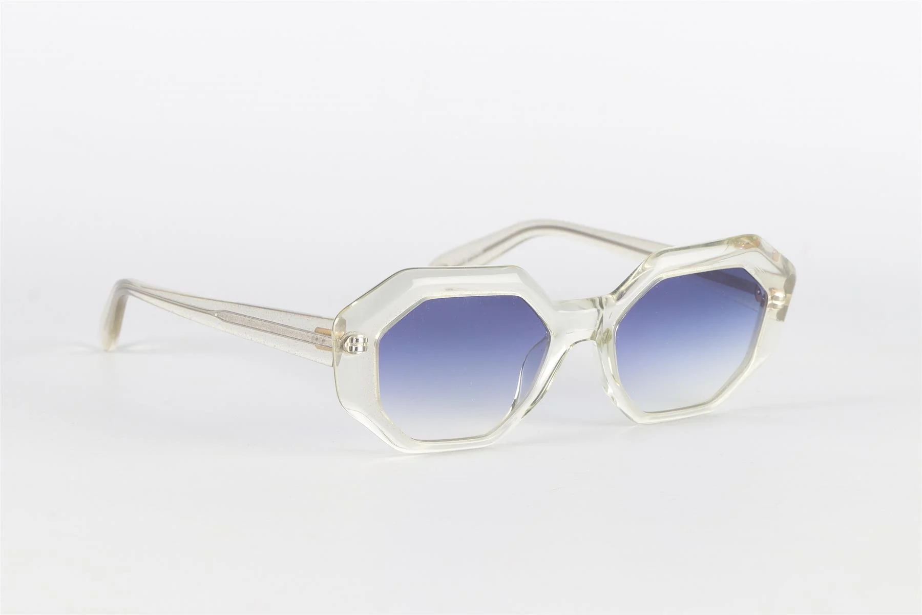 GARRETT LEIGHT CLEAR HEXAGON FRAME ACETATE SUNGLASSES - Image 2