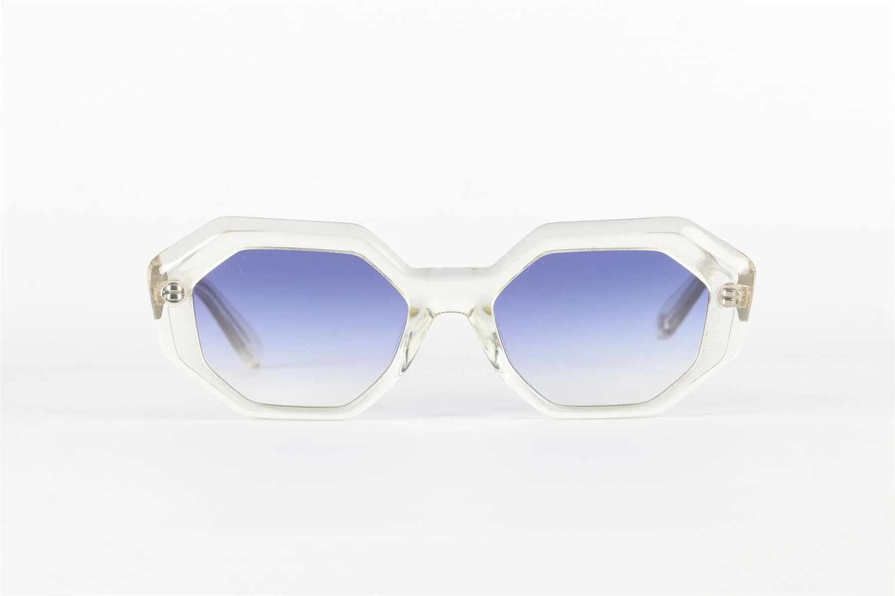 GARRETT LEIGHT CLEAR HEXAGON FRAME ACETATE SUNGLASSES - Image 3