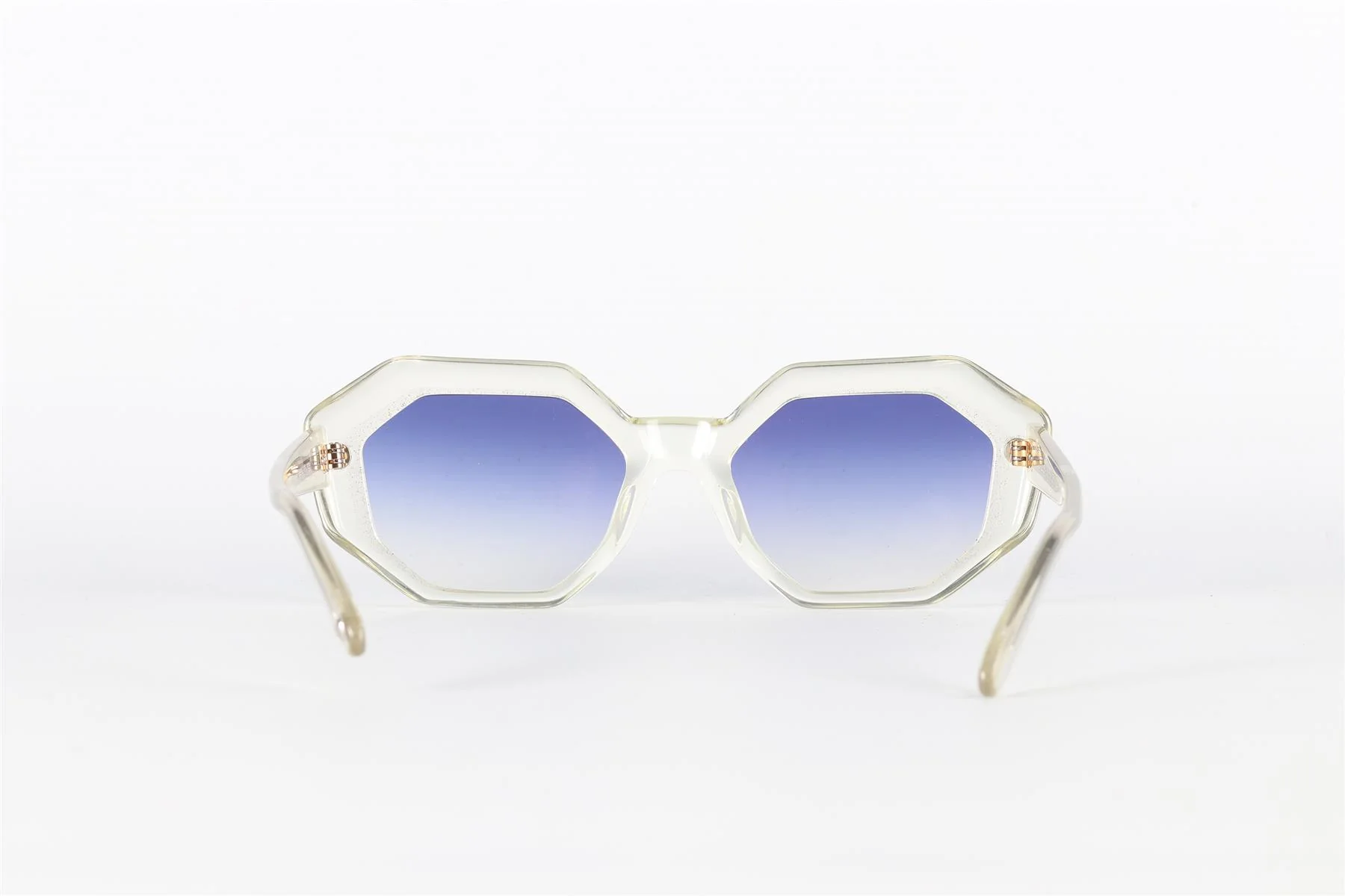 GARRETT LEIGHT CLEAR HEXAGON FRAME ACETATE SUNGLASSES - Image 4