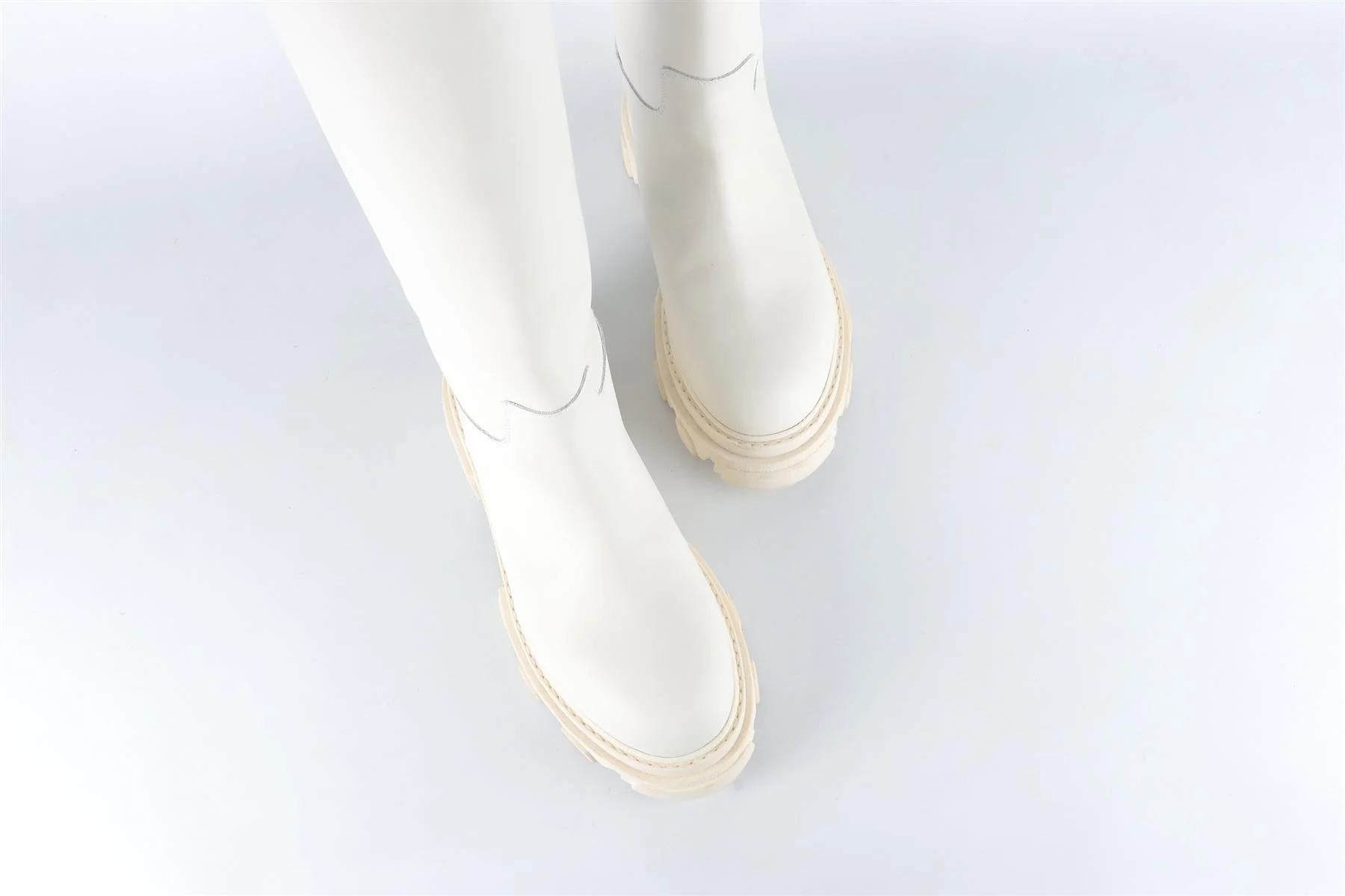 GIA + PERNILLE TEISBAEK WHITE LEATHER KNEE HIGH BOOTS EU 38 UK 5 US 8 - Image 4