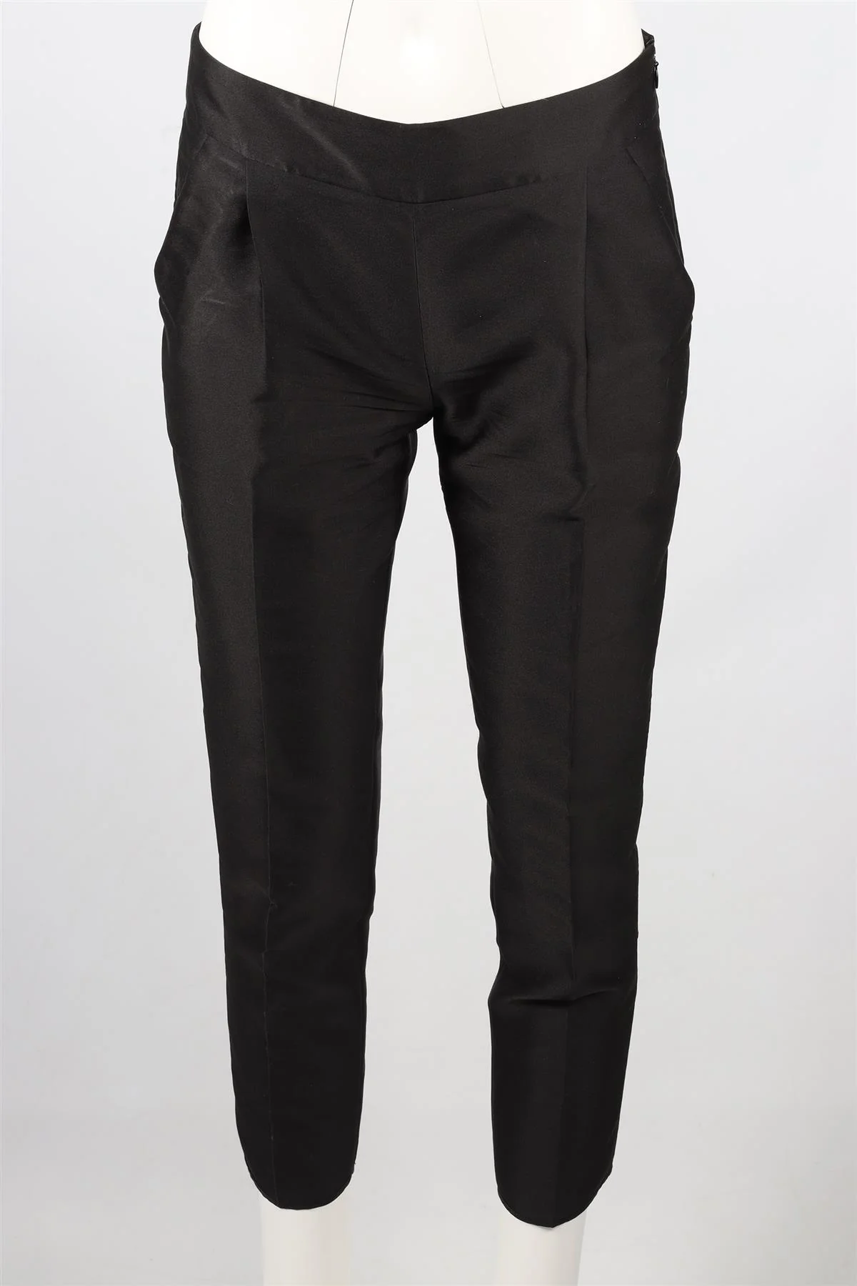 GIAMBATTISTA VALLI BLACK SILK BLEND STRAIGHT LEG PANTS SMALL - Image 2