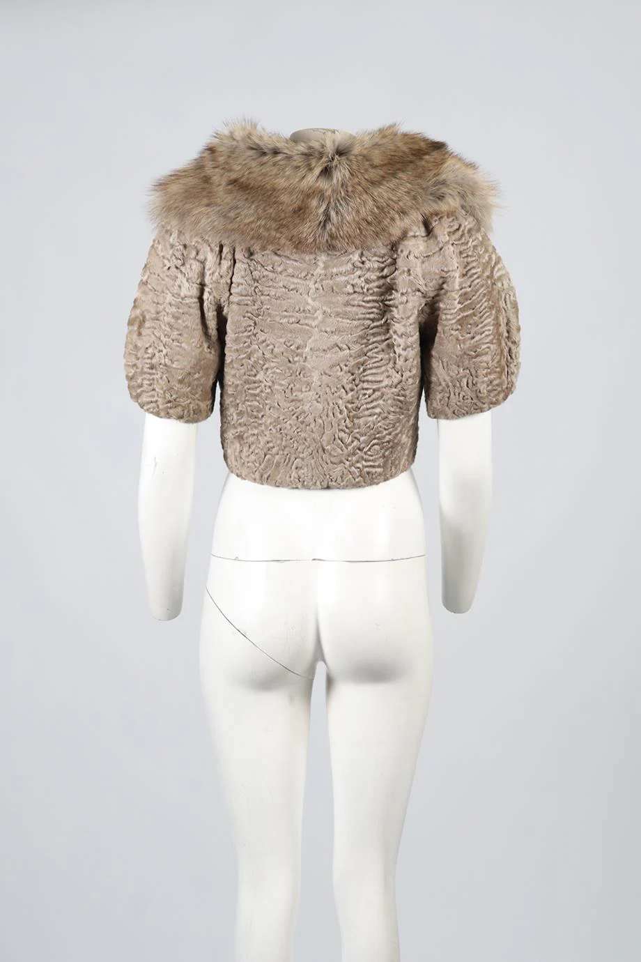 GIAMBATTISTA VALLI CROPPED PERSIAN LAMB FUR JACKET IT 44 UK 12 - Image 4