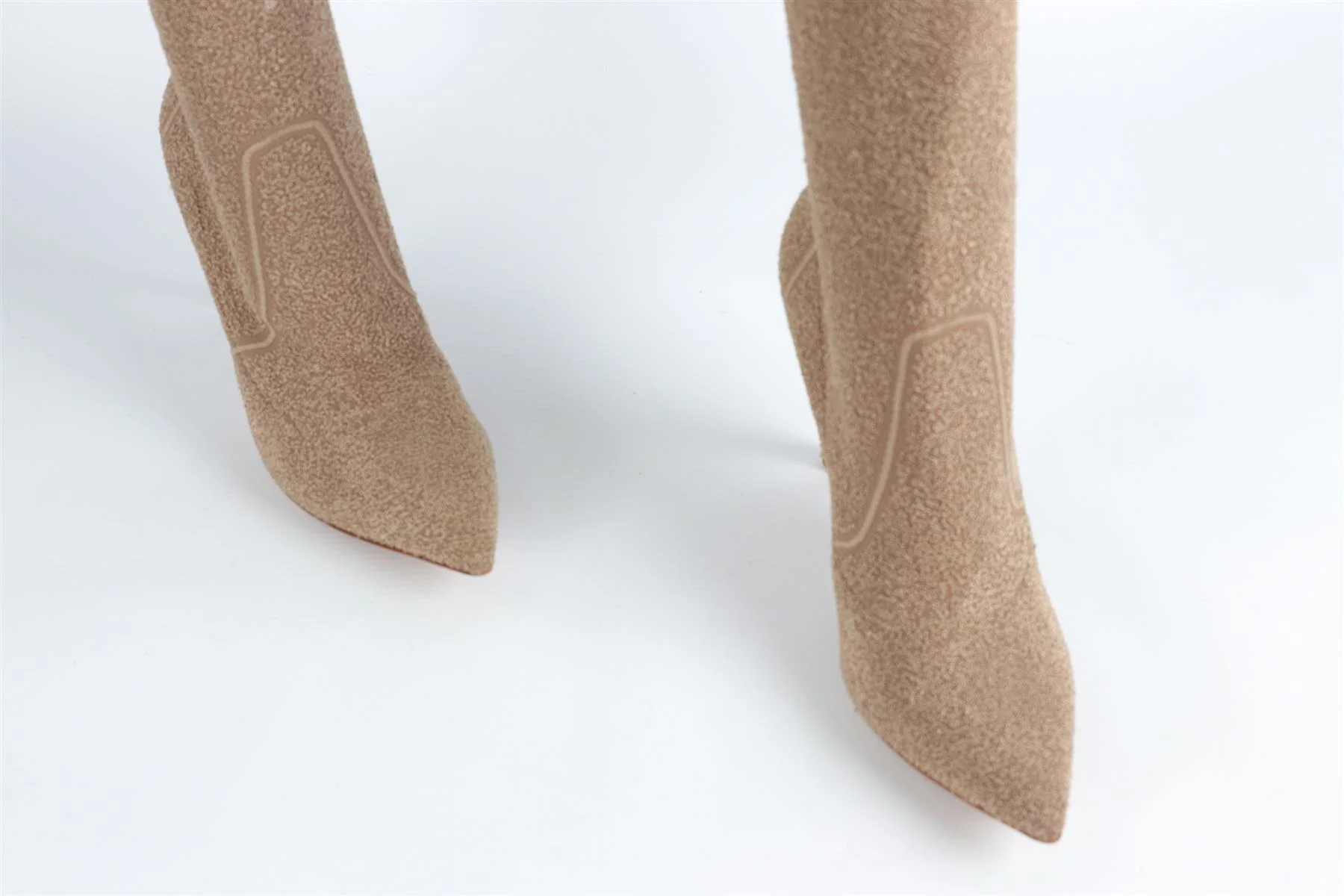 GIANVITO ROSSI BEIGE KNIT OVER THE KNEE BOOTS EU 39 UK 6 US 9 - Image 4