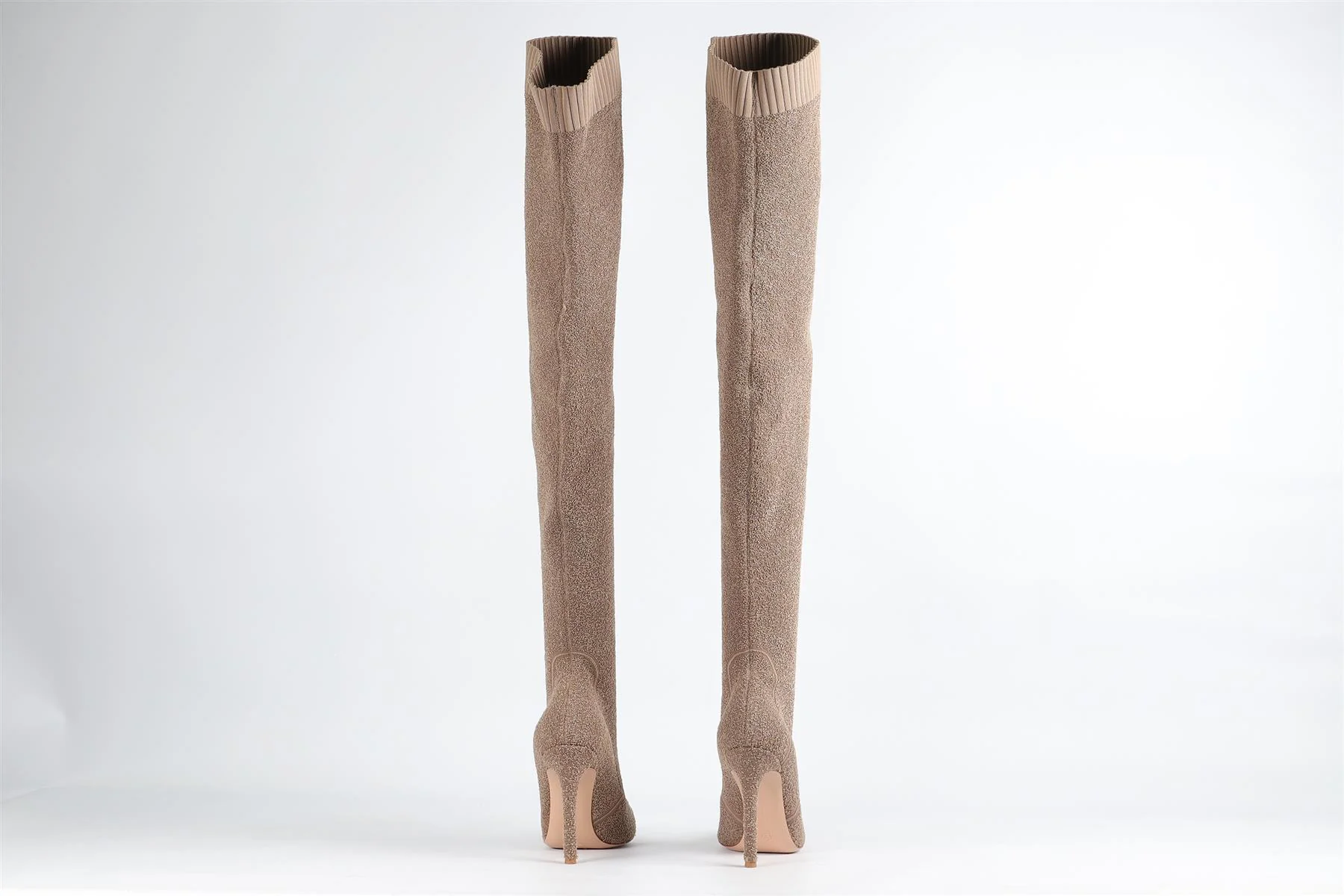 GIANVITO ROSSI BEIGE KNIT OVER THE KNEE BOOTS EU 39 UK 6 US 9 - Image 5