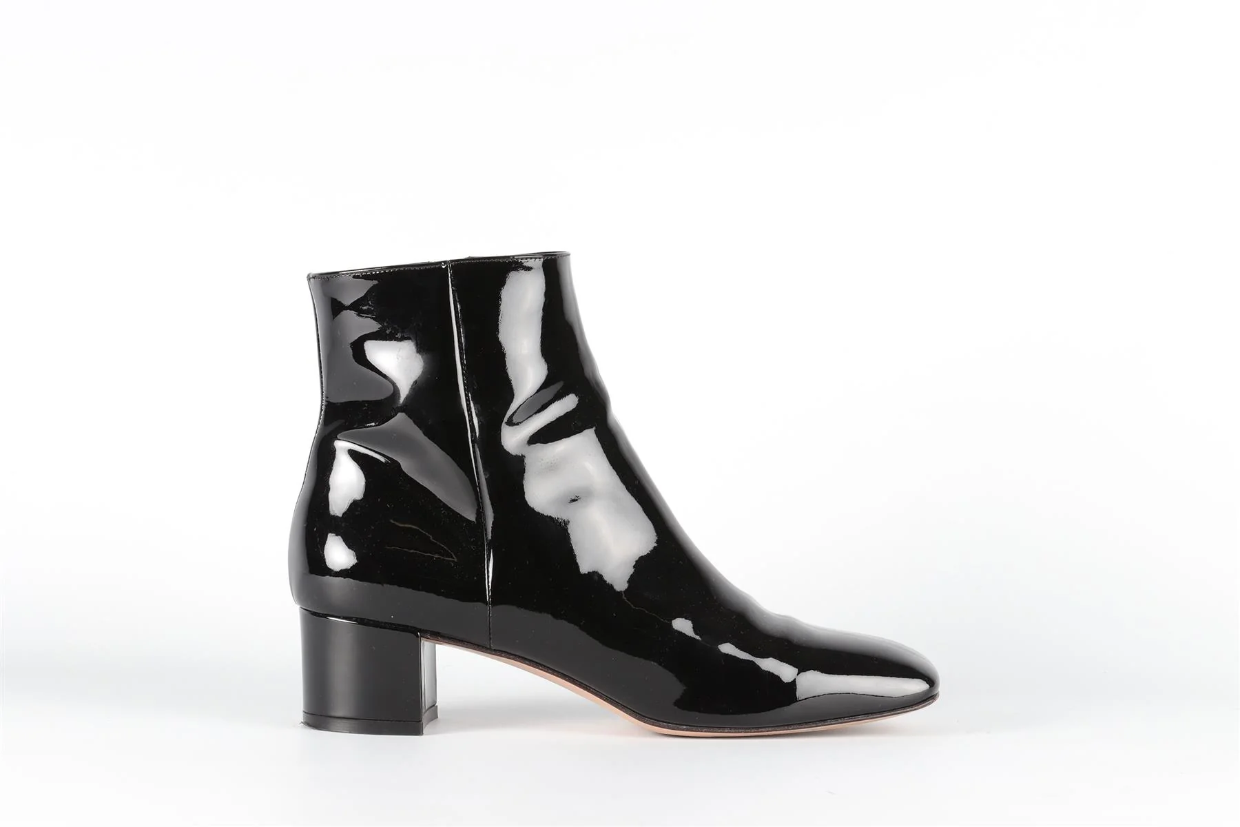 GIANVITO ROSSI BLACK PATENT LEATHER ANKLE BOOTS EU 39 UK 6 US 9 - Image 2