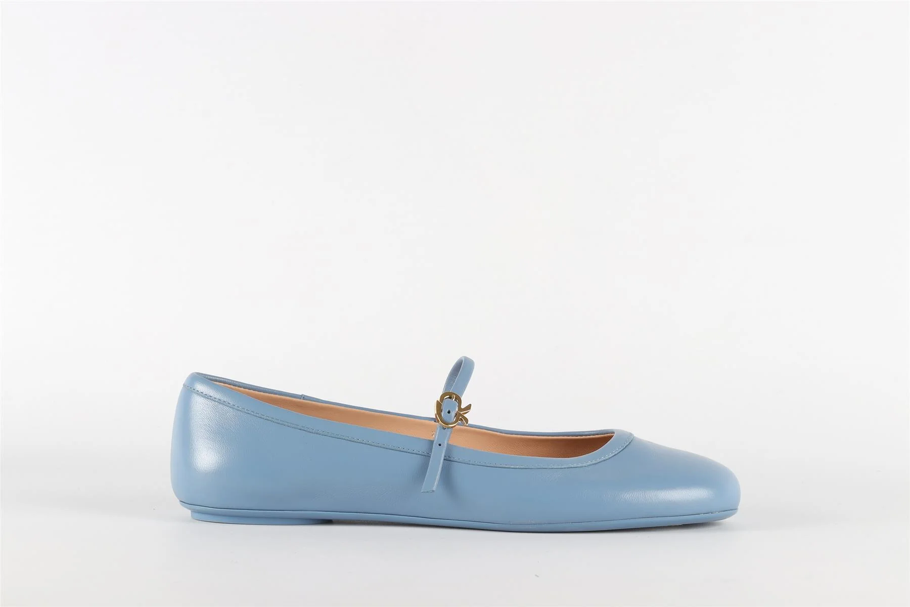 GIANVITO ROSSI BLUE LEATHER BALLET FLATS EU 37.5 UK 4.5 US 7.5 - Image 2