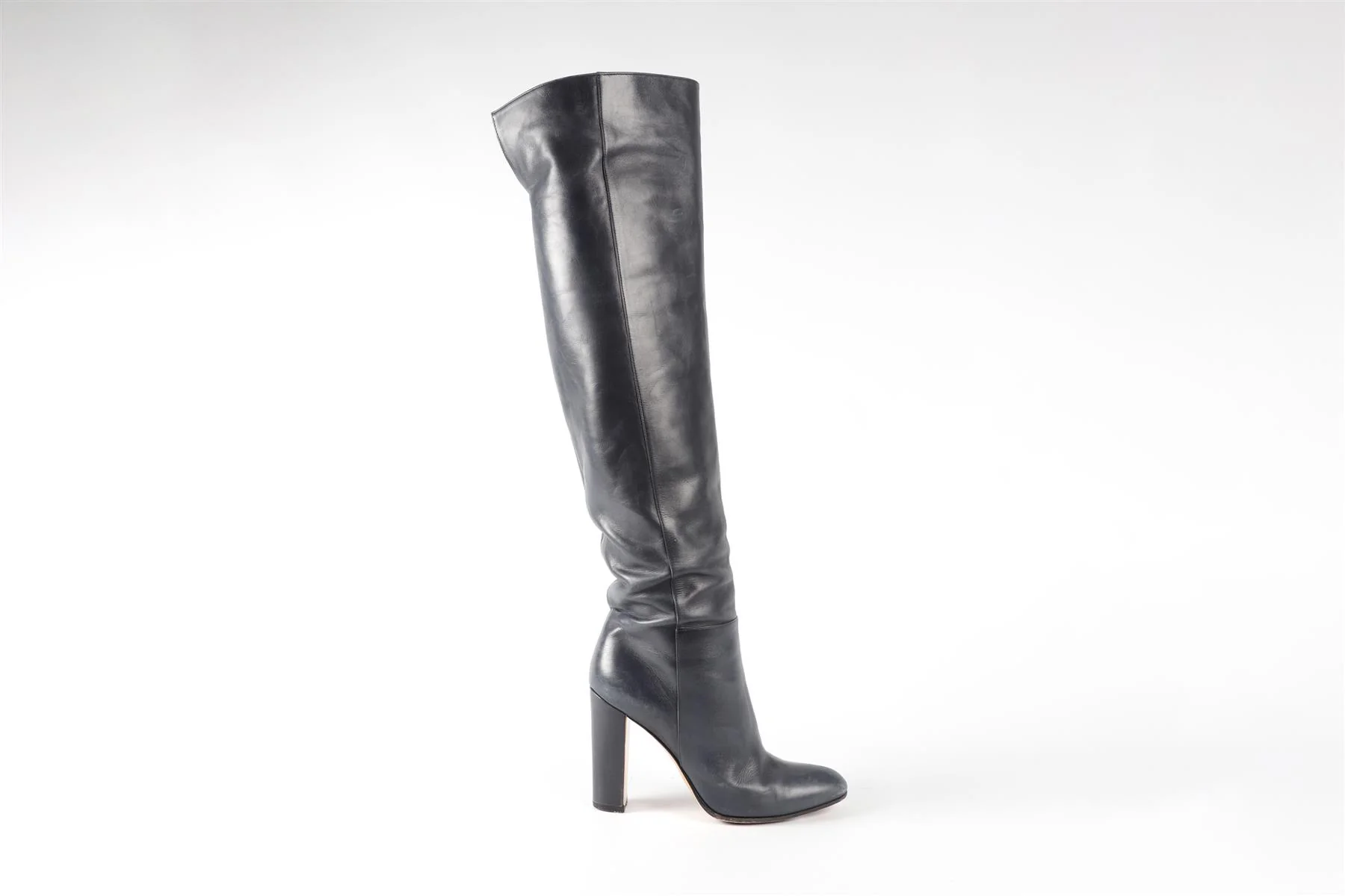 GIANVITO ROSSI BLUE LEATHER OVER THE KNEE BOOTS EU 38 UK 5 US 8 - Image 2