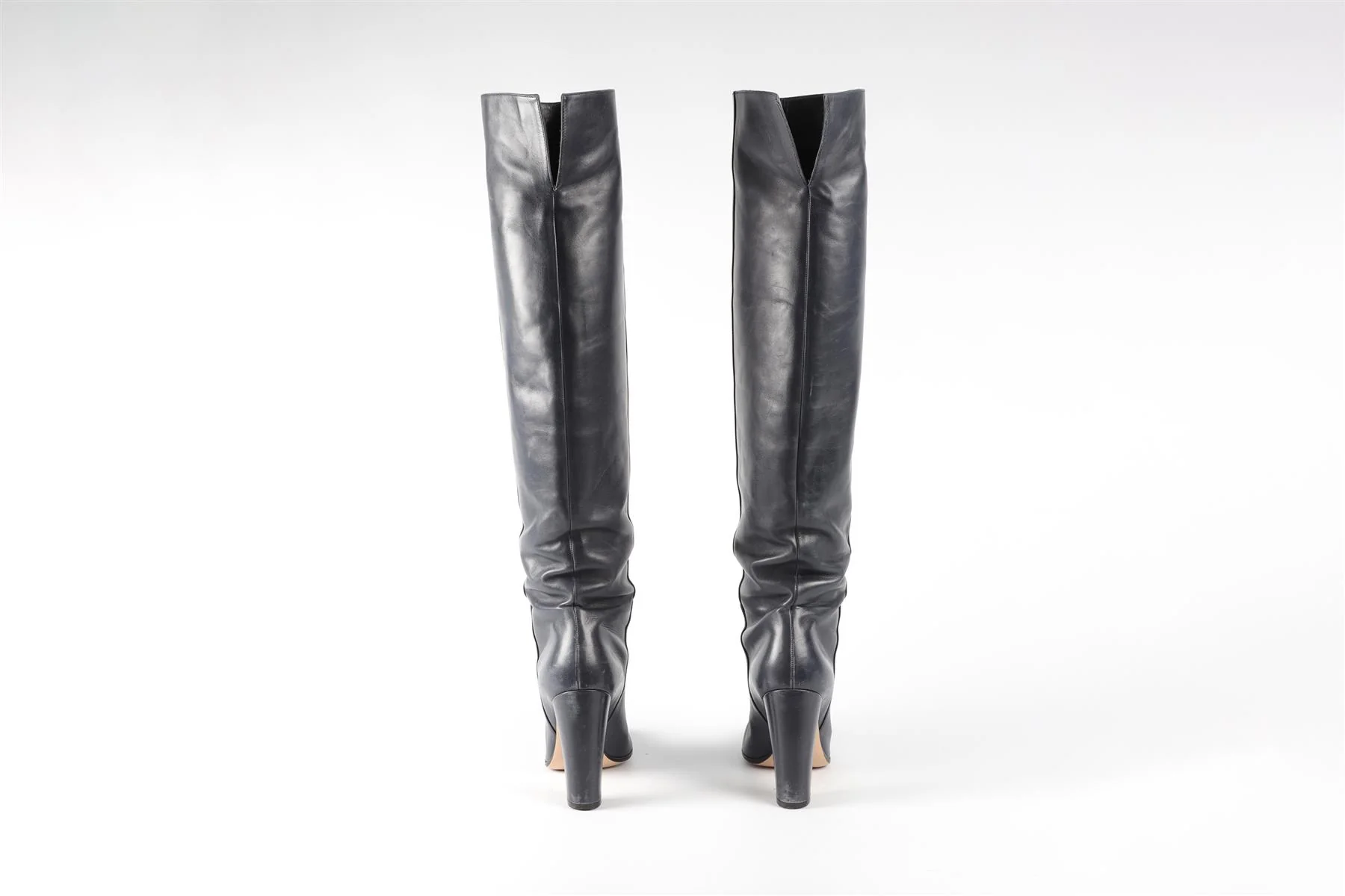 GIANVITO ROSSI BLUE LEATHER OVER THE KNEE BOOTS EU 38 UK 5 US 8 - Image 5