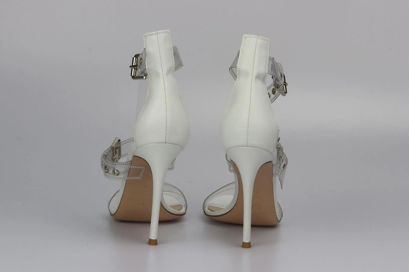 GIANVITO ROSSI BUCKLE DETAIL PVC AND LEATHER SANDALS EU 38.5 UK 5.5 US 8.5 - Image 4