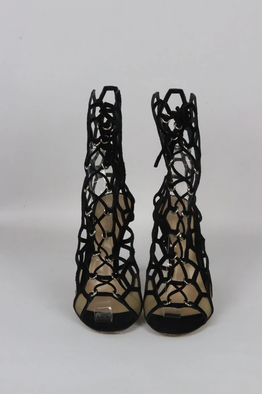 GIANVITO ROSSI CUTOUT SUEDE AND MESH ANKLE BOOTS EU 38 UK 5 US 8 - Image 3