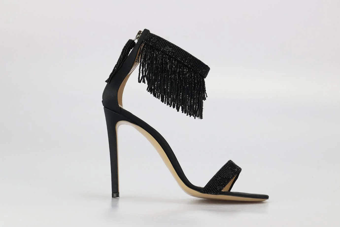 GIANVITO ROSSI FRINGED SATIN SANDALS EU 38 UK 5 US 8 - Image 2