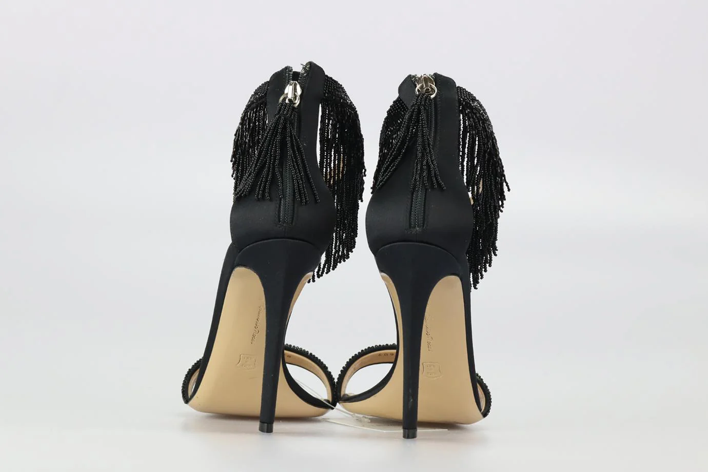 GIANVITO ROSSI FRINGED SATIN SANDALS EU 38 UK 5 US 8 - Image 4
