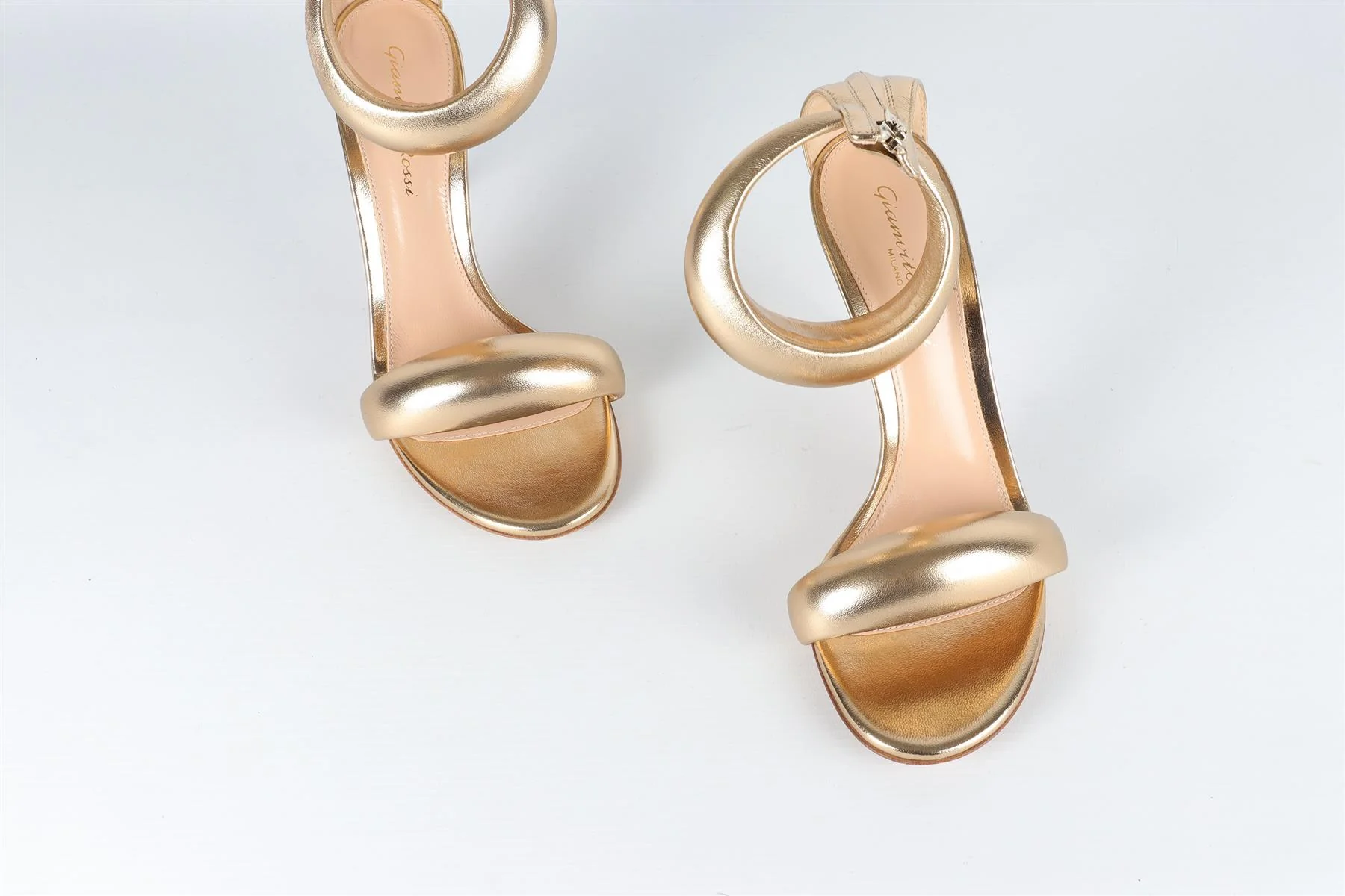 GIANVITO ROSSI GOLD LEATHER SANDALS EU 37.5 UK 4.5 US 7.5 - Image 4