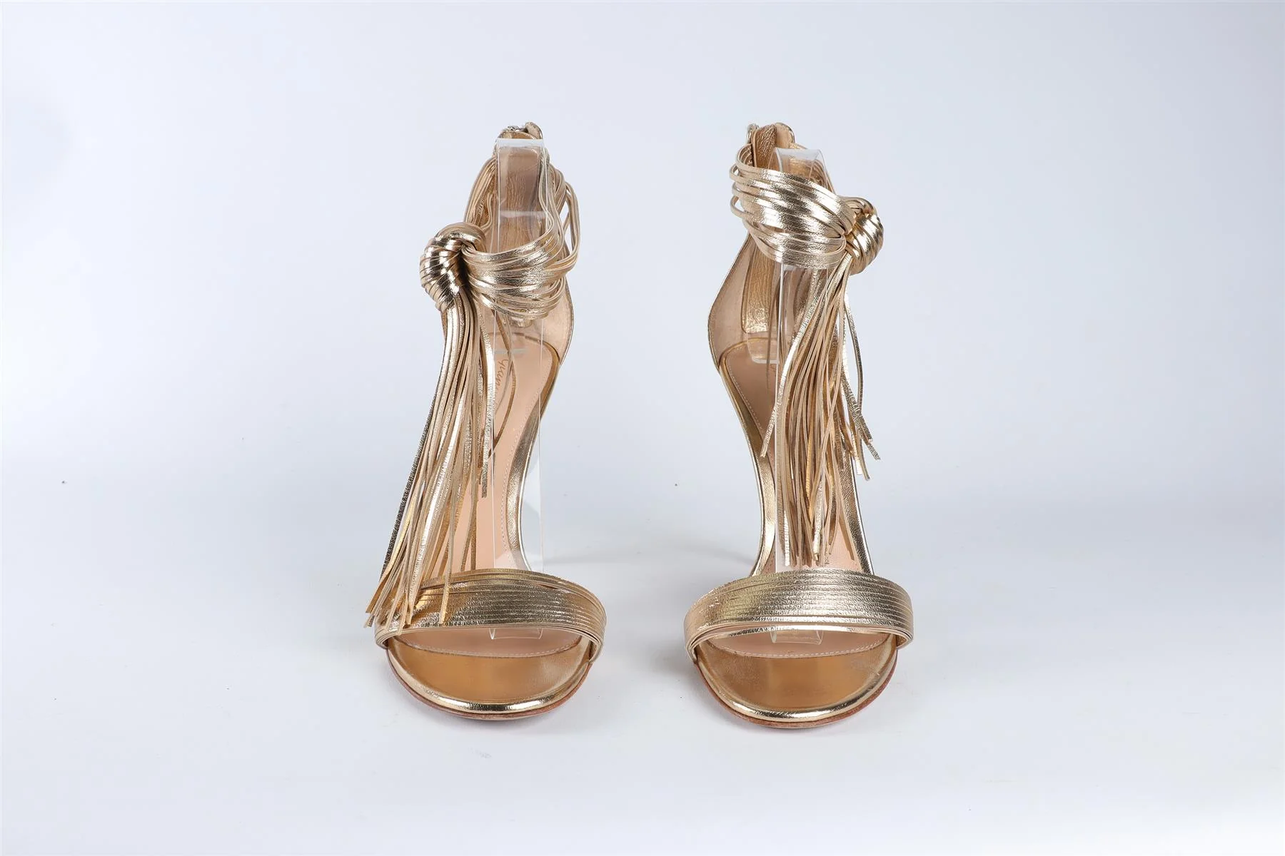 GIANVITO ROSSI GOLD LEATHER SANDALS EU 37.5 UK 4.5 US 7.5 - Image 3
