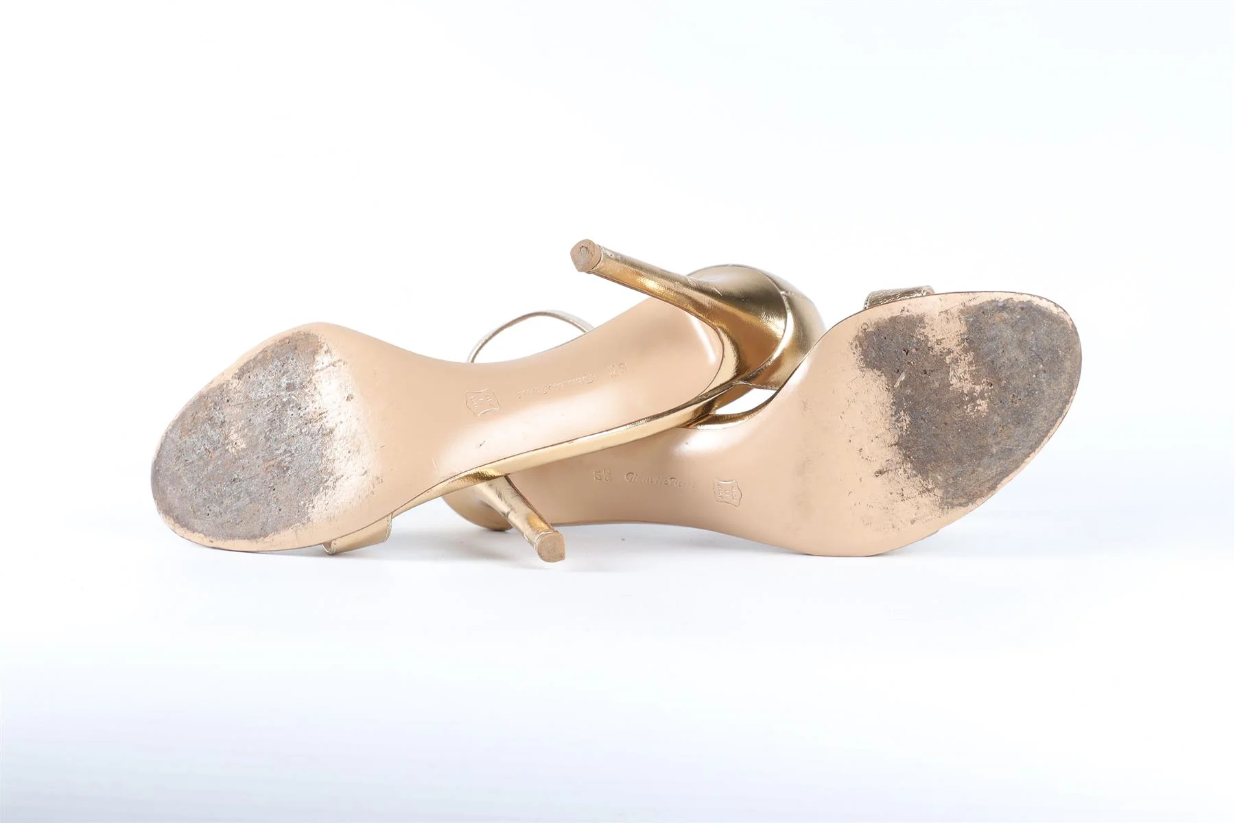GIANVITO ROSSI GOLD LEATHER SANDALS EU 38.5 UK 5.5 US 8.5 - Image 6