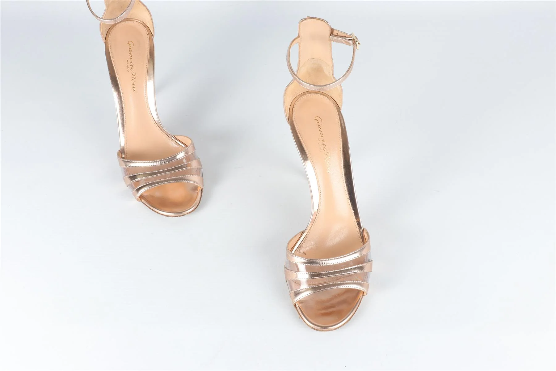 GIANVITO ROSSI GOLD LEATHER SANDALS EU 38 UK 5 US 8 - Image 4